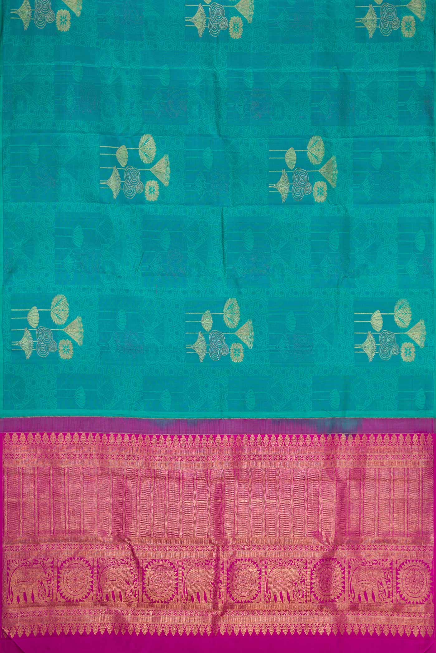 Sea Green Dual Tone Kanjivaram Silk Saree - Image 5