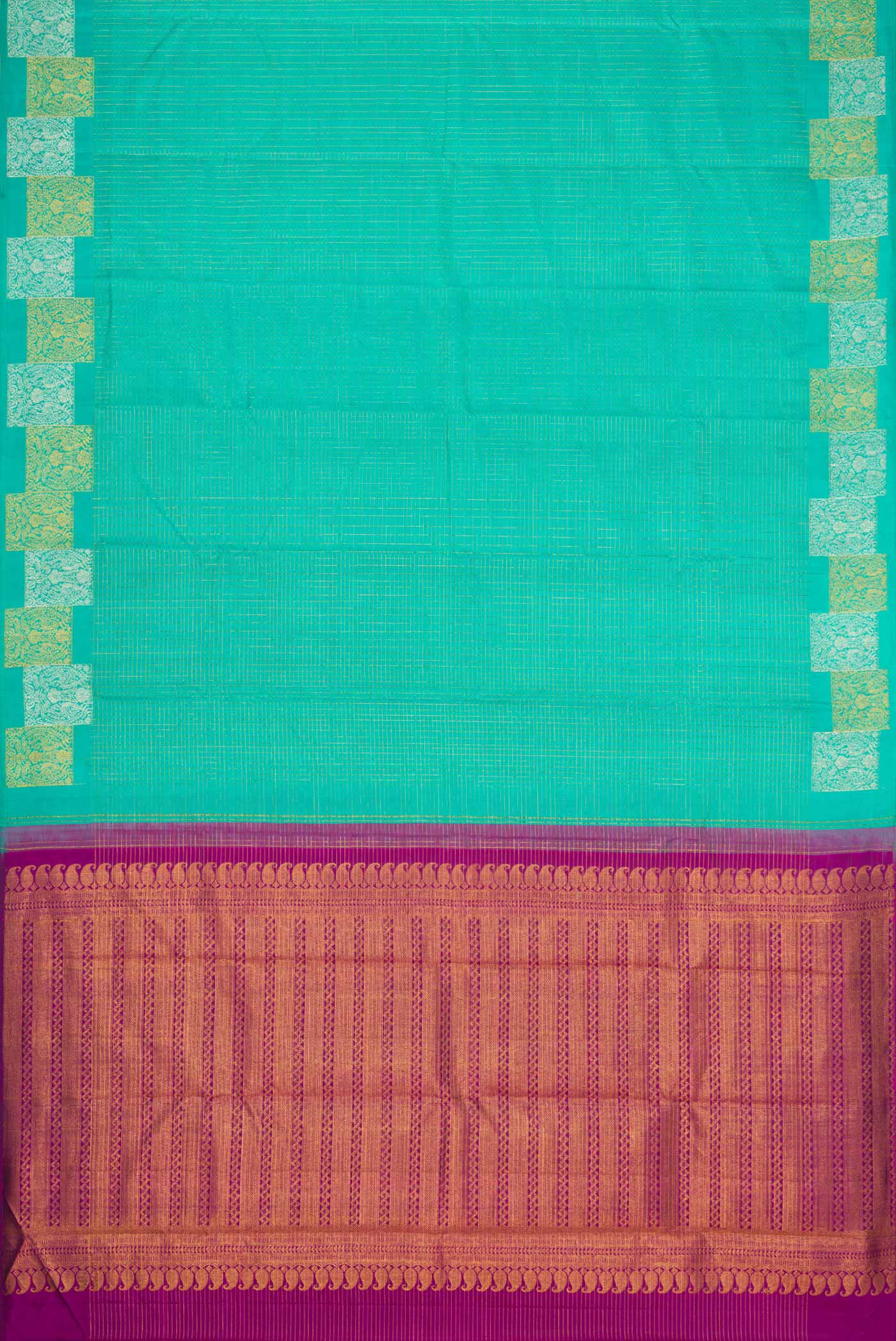 Sea Green Dual Tone Kanjivaram Silk Saree - Image 6