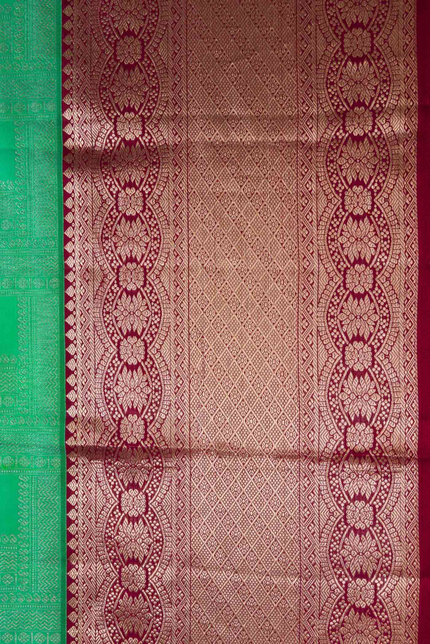 Sea Green Dual Tone Kanchipuram Silk Saree - Image 3