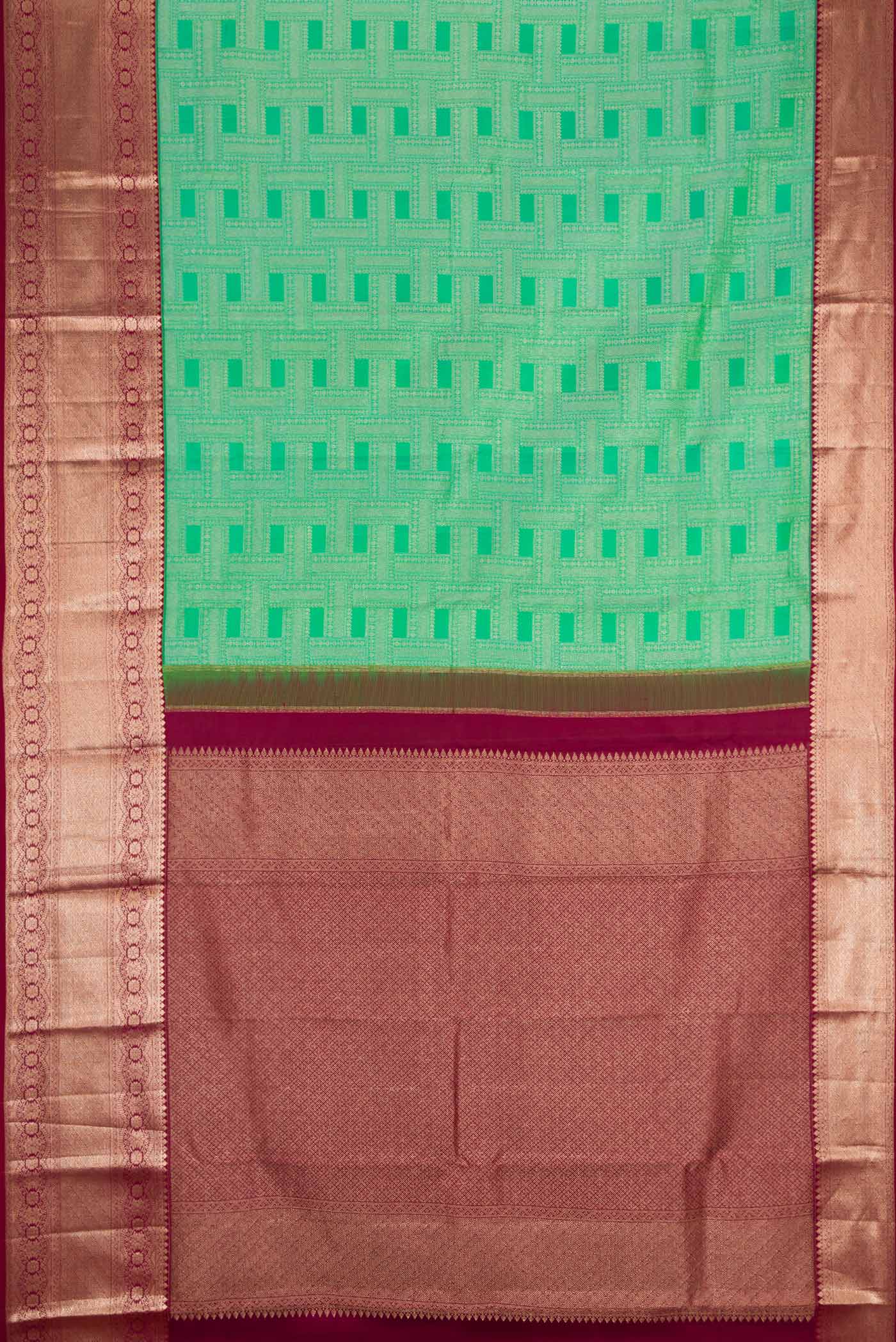 Sea Green Dual Tone Kanchipuram Silk Saree - Image 6