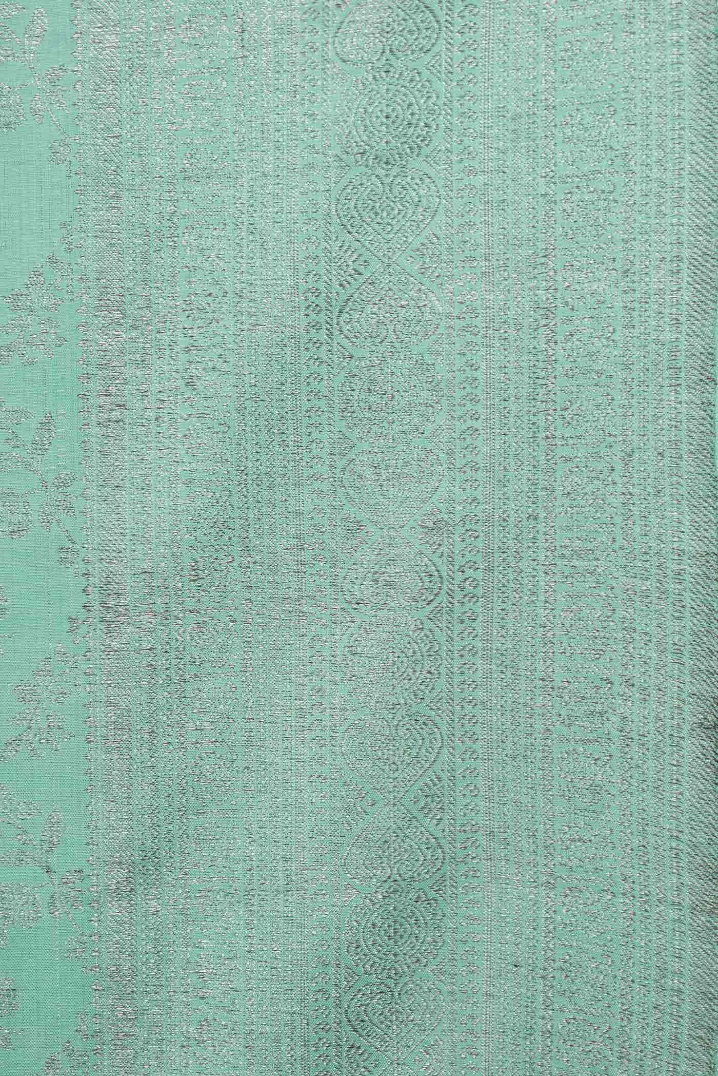 Sea Green Dual Tone Kanchipuram Silk Saree - Image 3