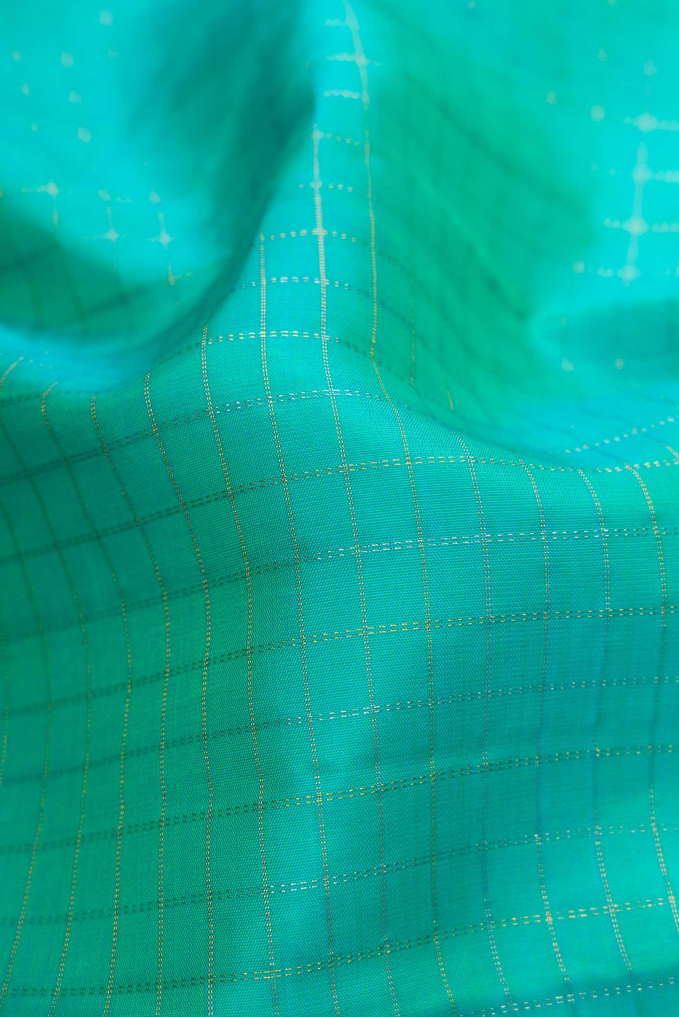 Turquoise Kanchipuram Silk Saree - Image 2