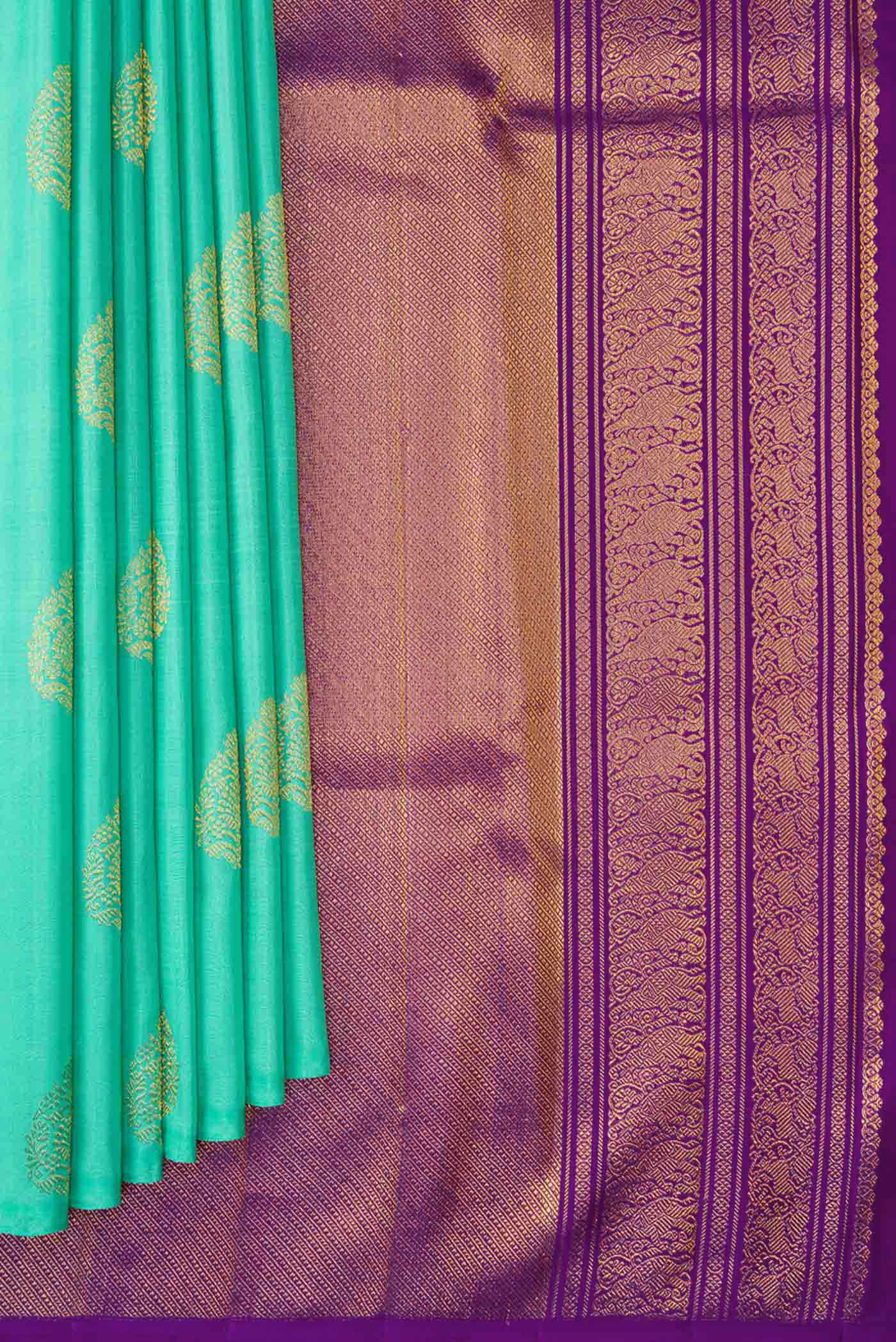 Sea Green Kanchipuram Silk Saree - Image 3
