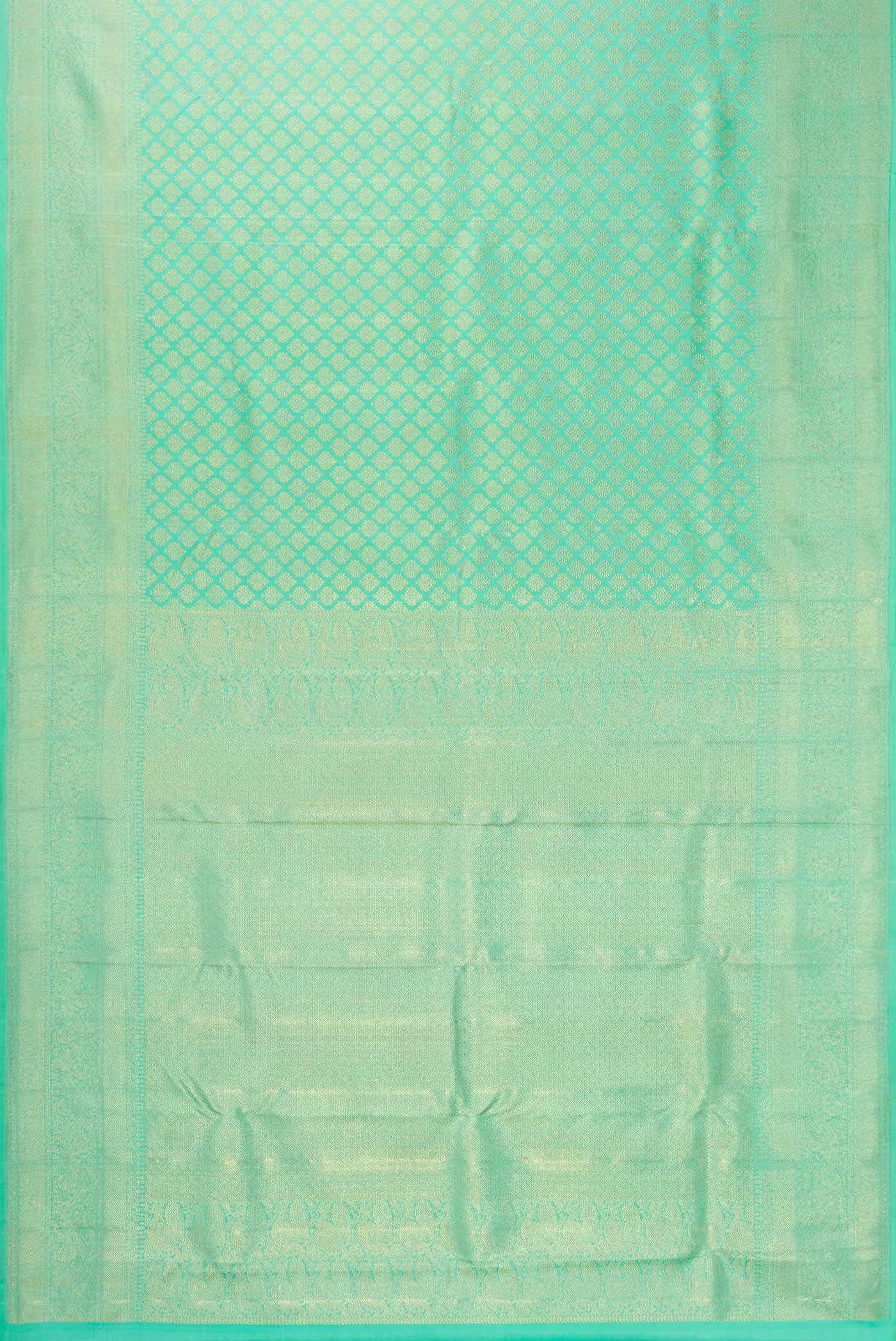 Sea Green Dual Tone Kanchipuram Silk Saree - Image 4