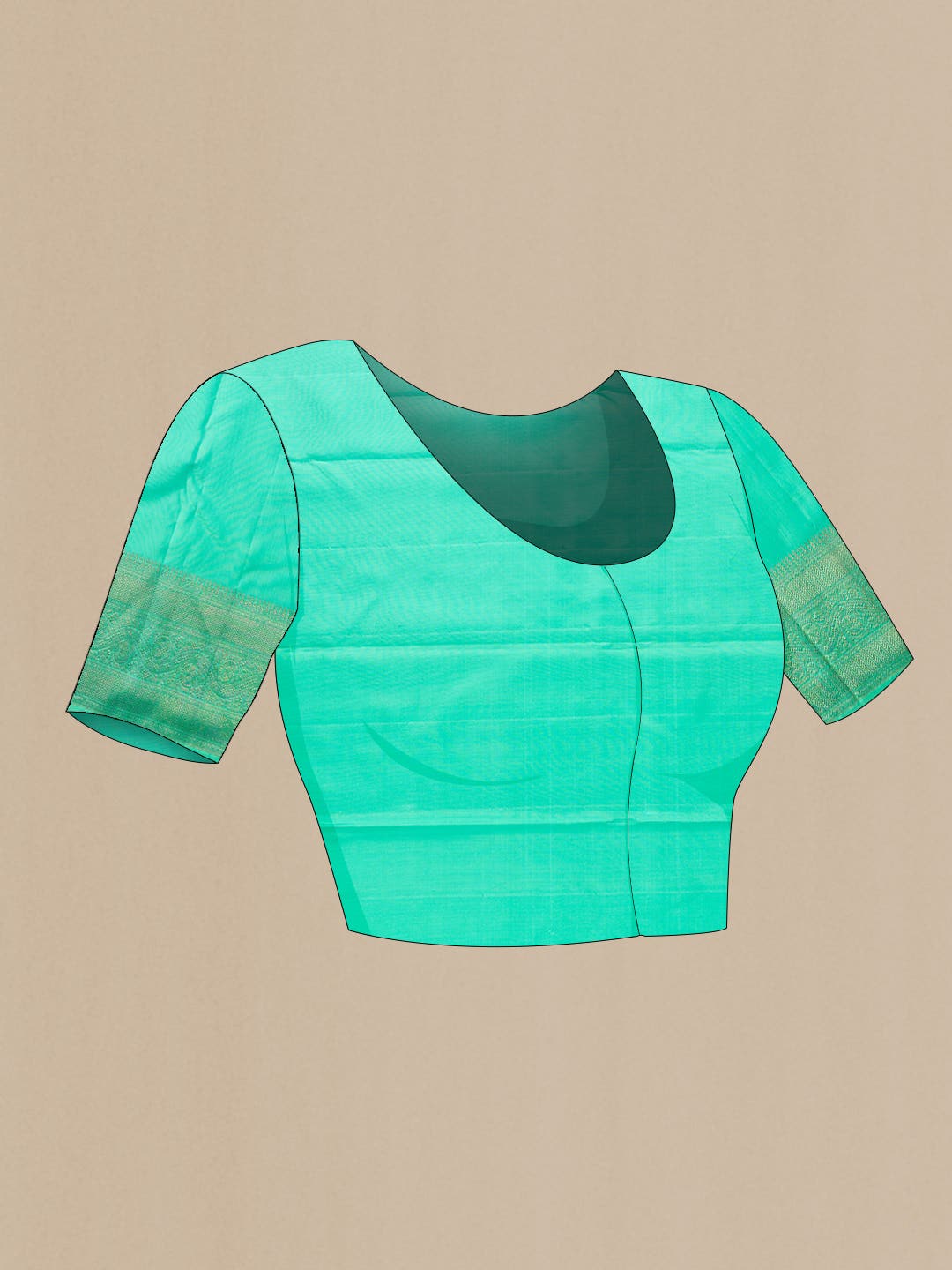 Sea Green Dual Tone Kanchipuram Silk Saree - Image 7