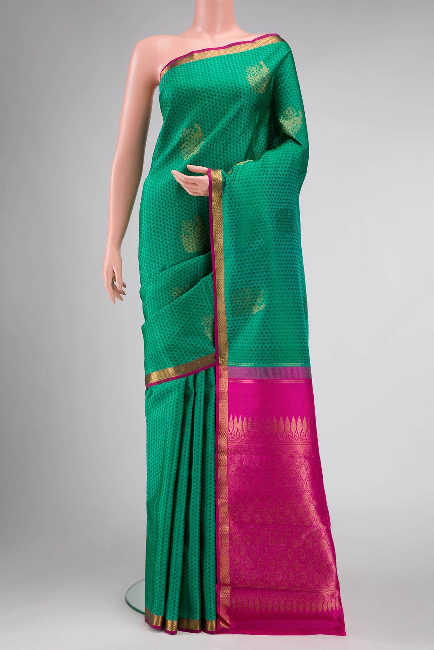 Pure Silk Pure Zari Sea Green Dual Tone Kanjivaram Saree