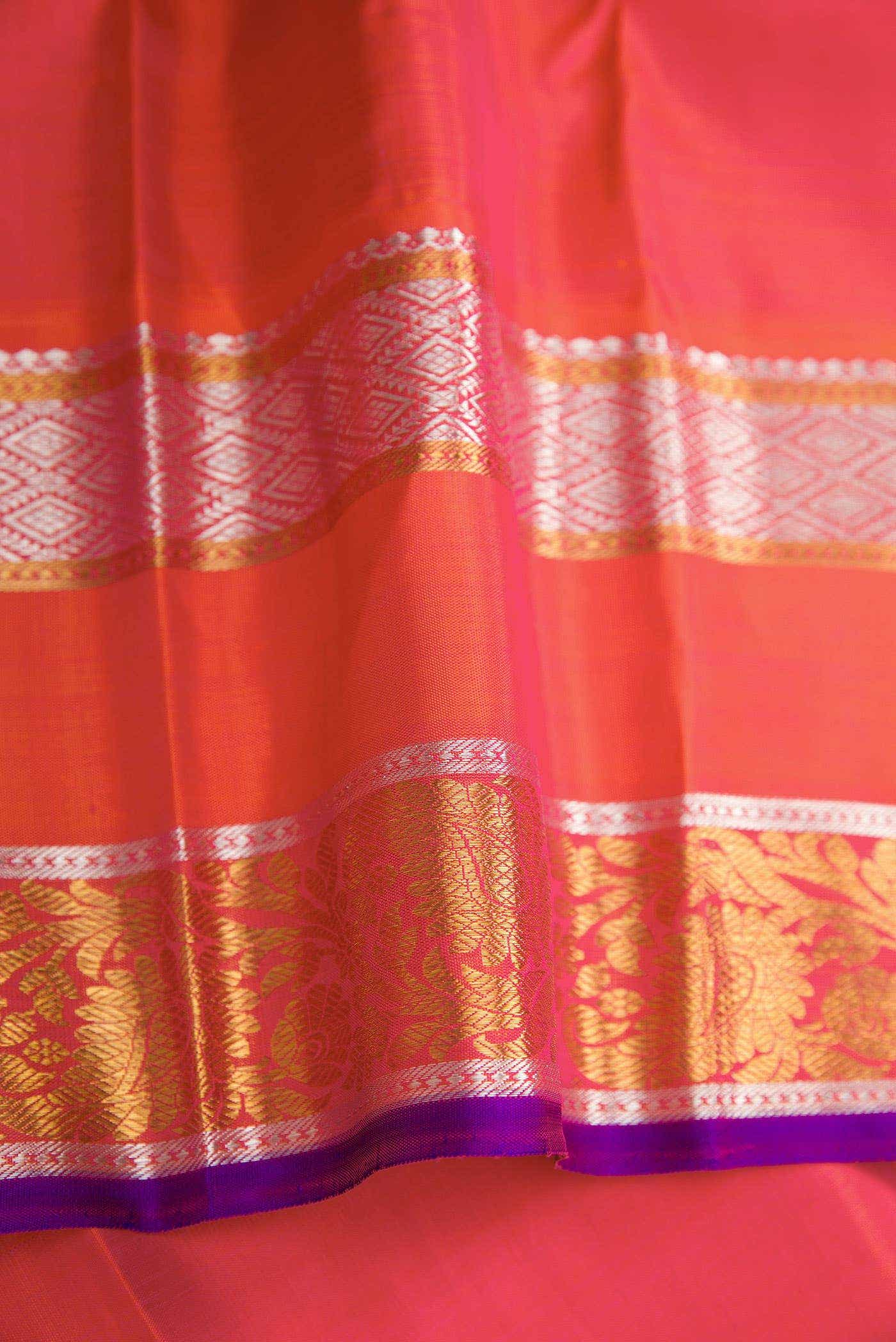 Pure Silk Pure Zari Sea Green Dual Tone Kanjivaram Saree - Image 6