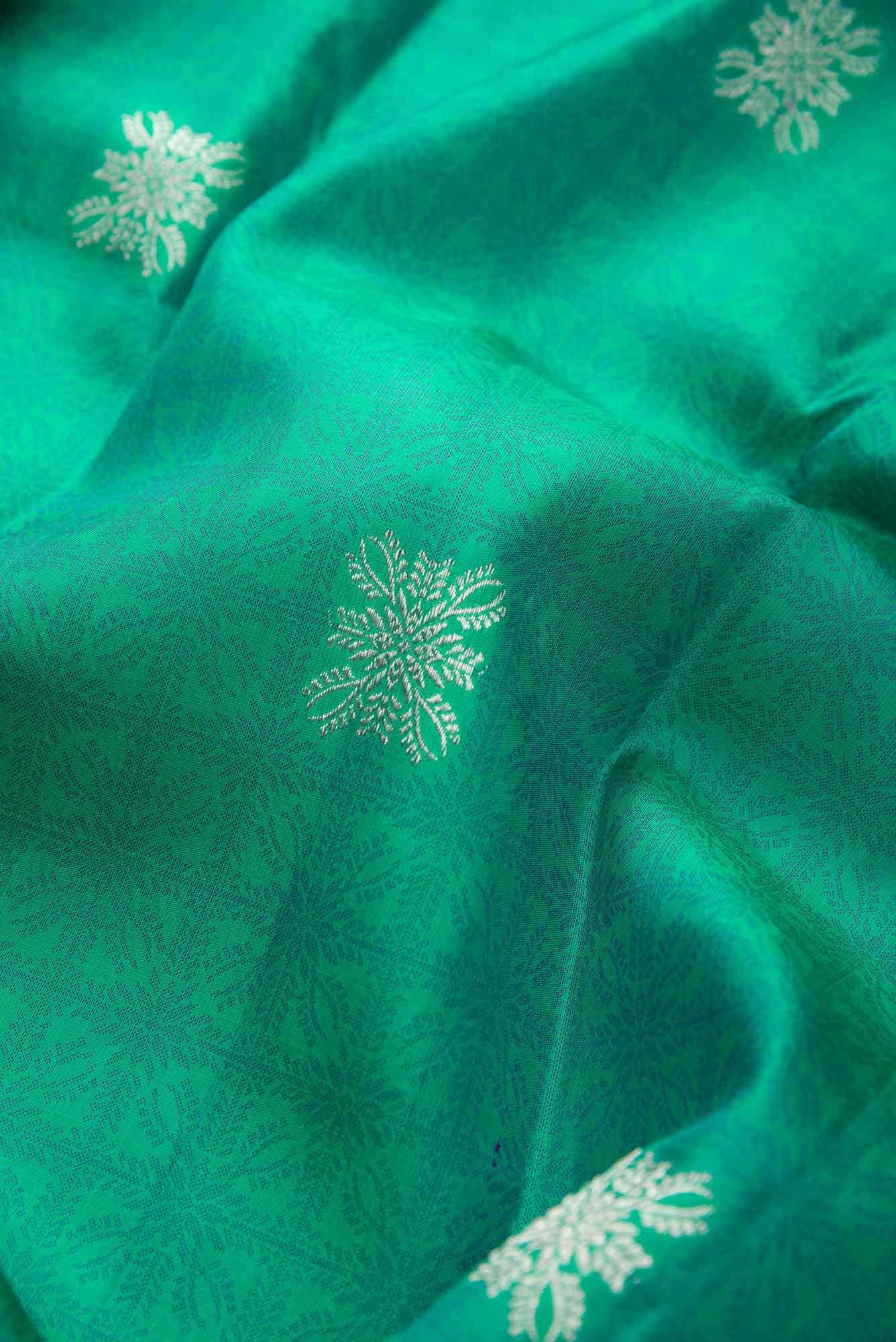 Sea Green Dual Tone Kanjivaram Silk Saree - Image 3