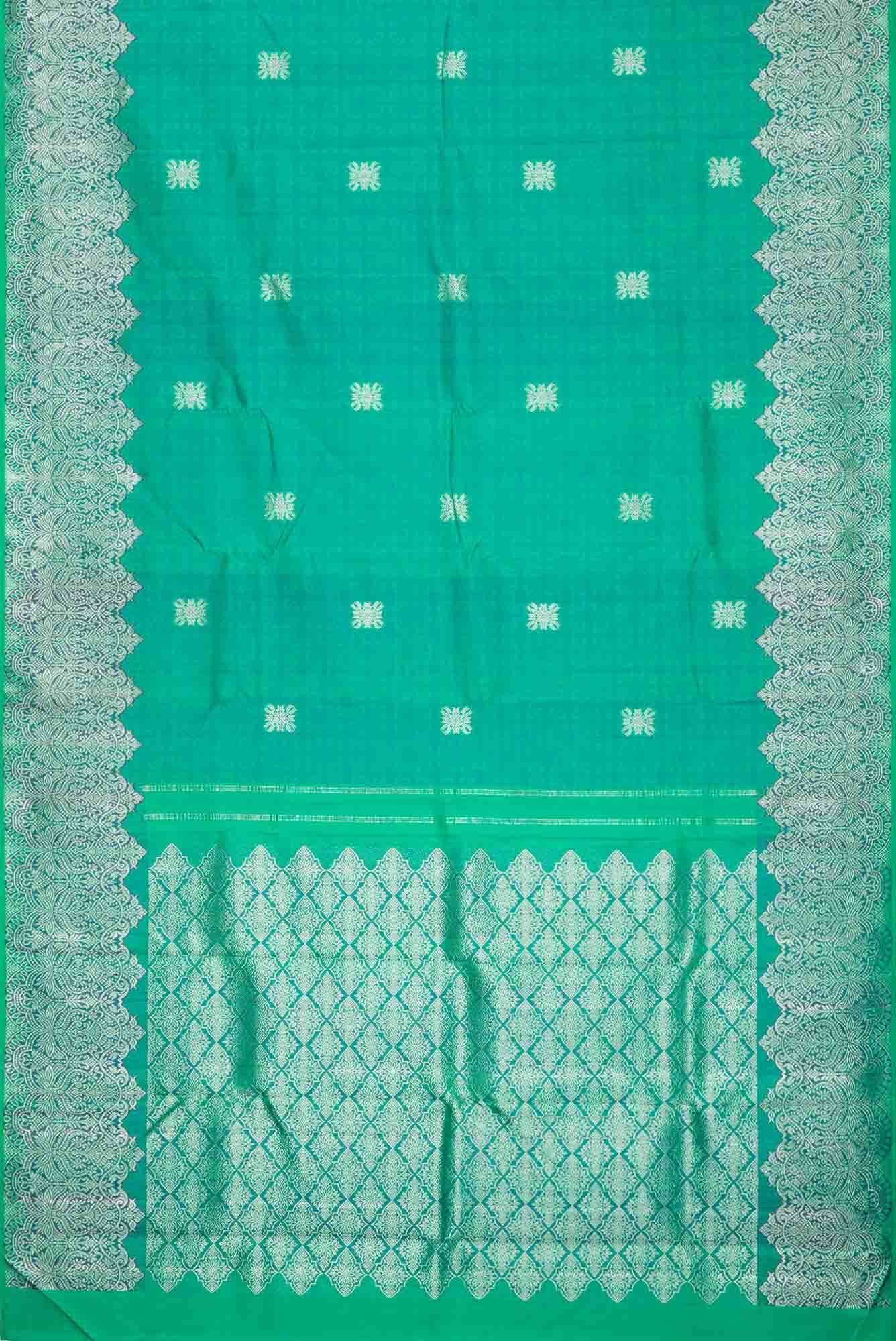 Sea Green Dual Tone Kanjivaram Silk Saree - Image 4
