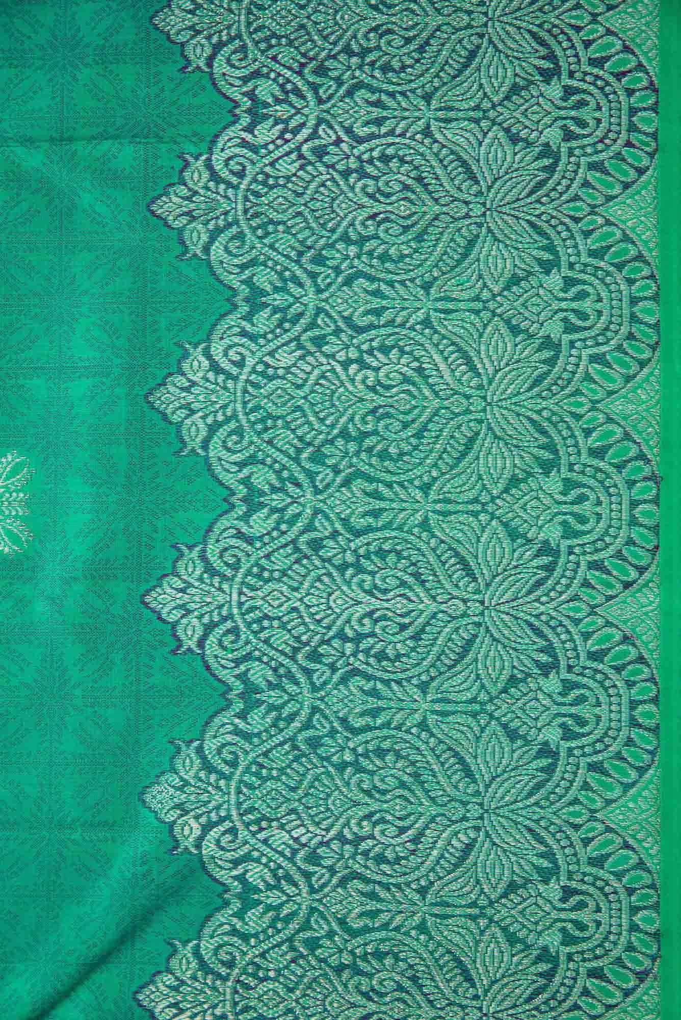 Sea Green Dual Tone Kanjivaram Silk Saree - Image 5