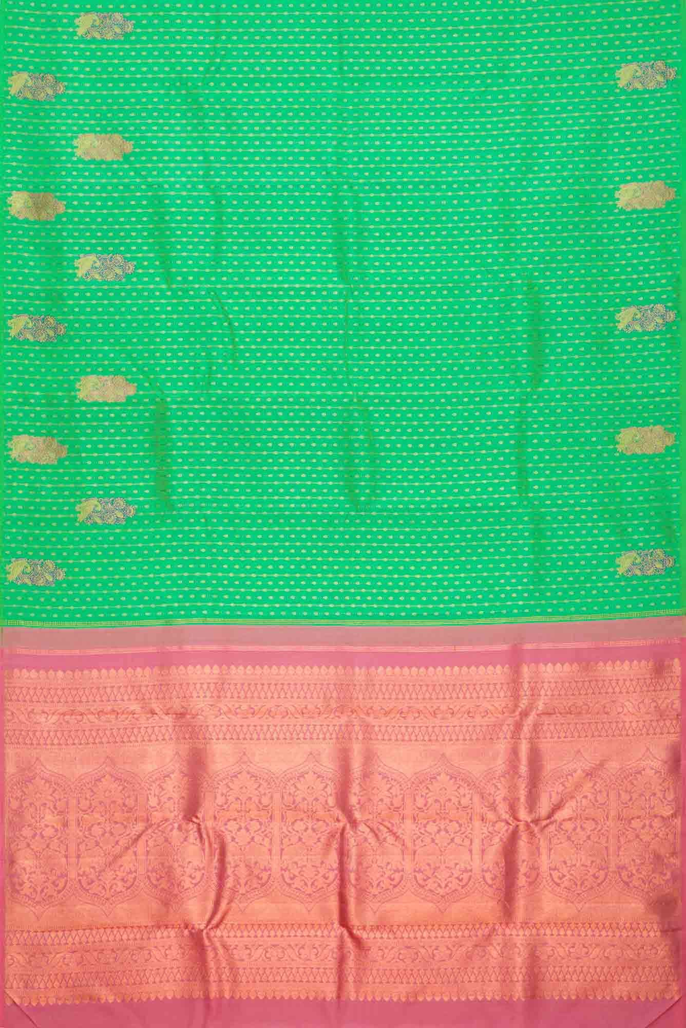 Sea Green Dual Tone Kanjivaram Silk Saree - Image 4