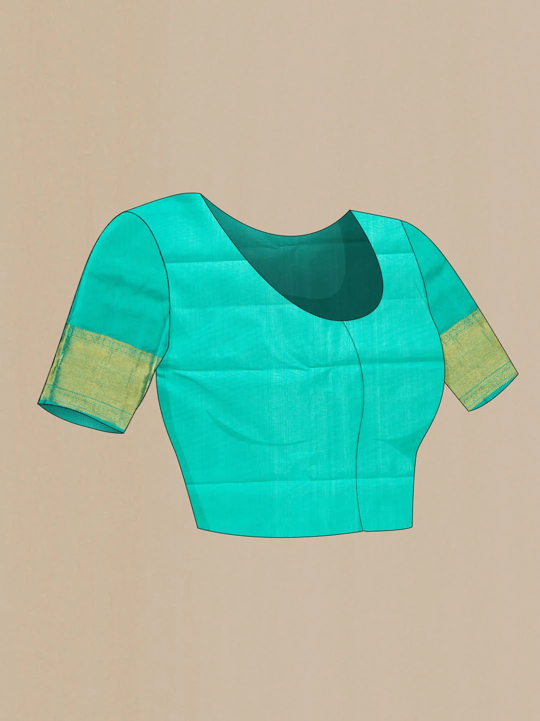 Pure Silk Pure Zari Sea Green Dual Tone Kanjivaram Saree - Image 7