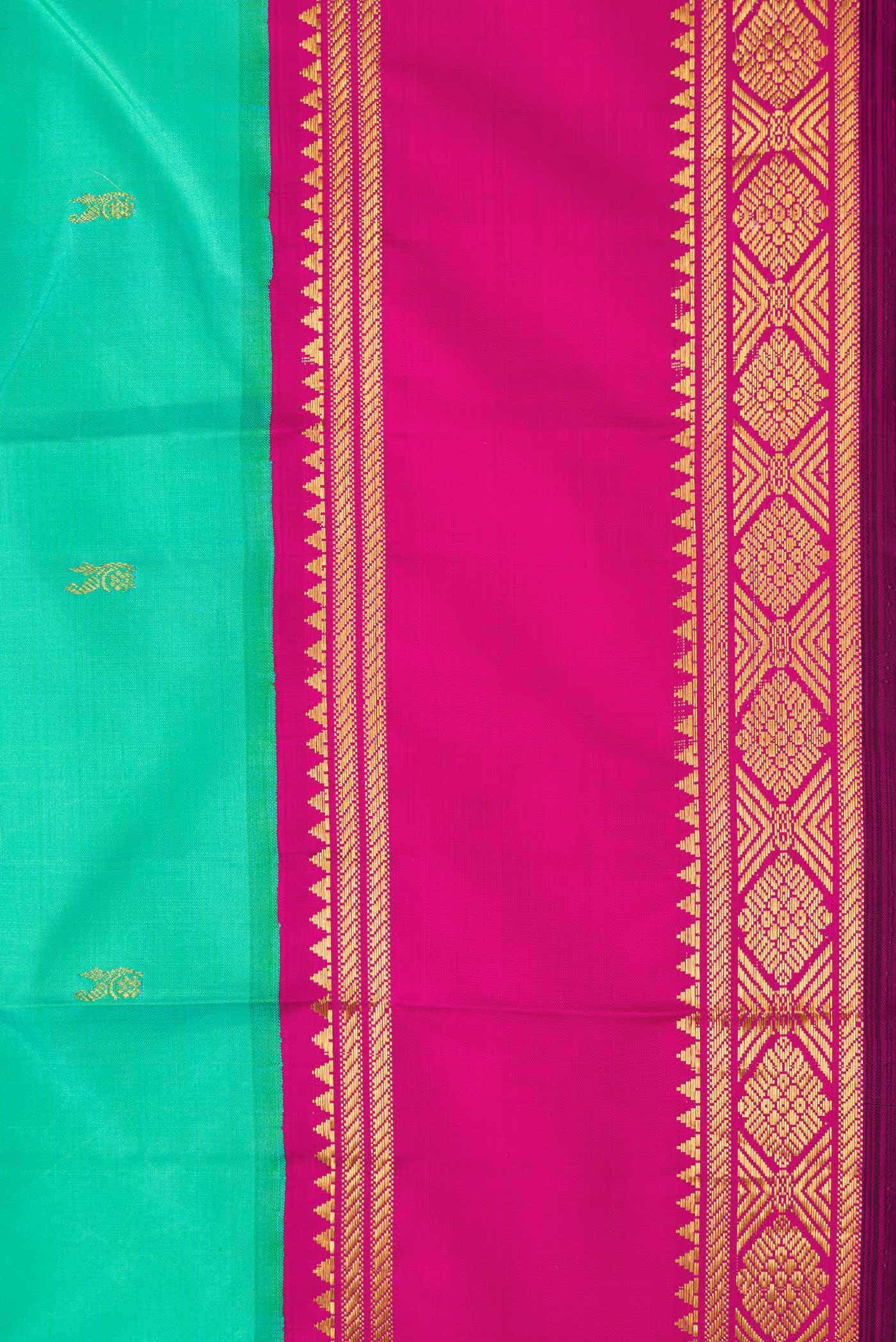 Sea Green Dual Tone Kanjivaram Silk Saree - Image 5