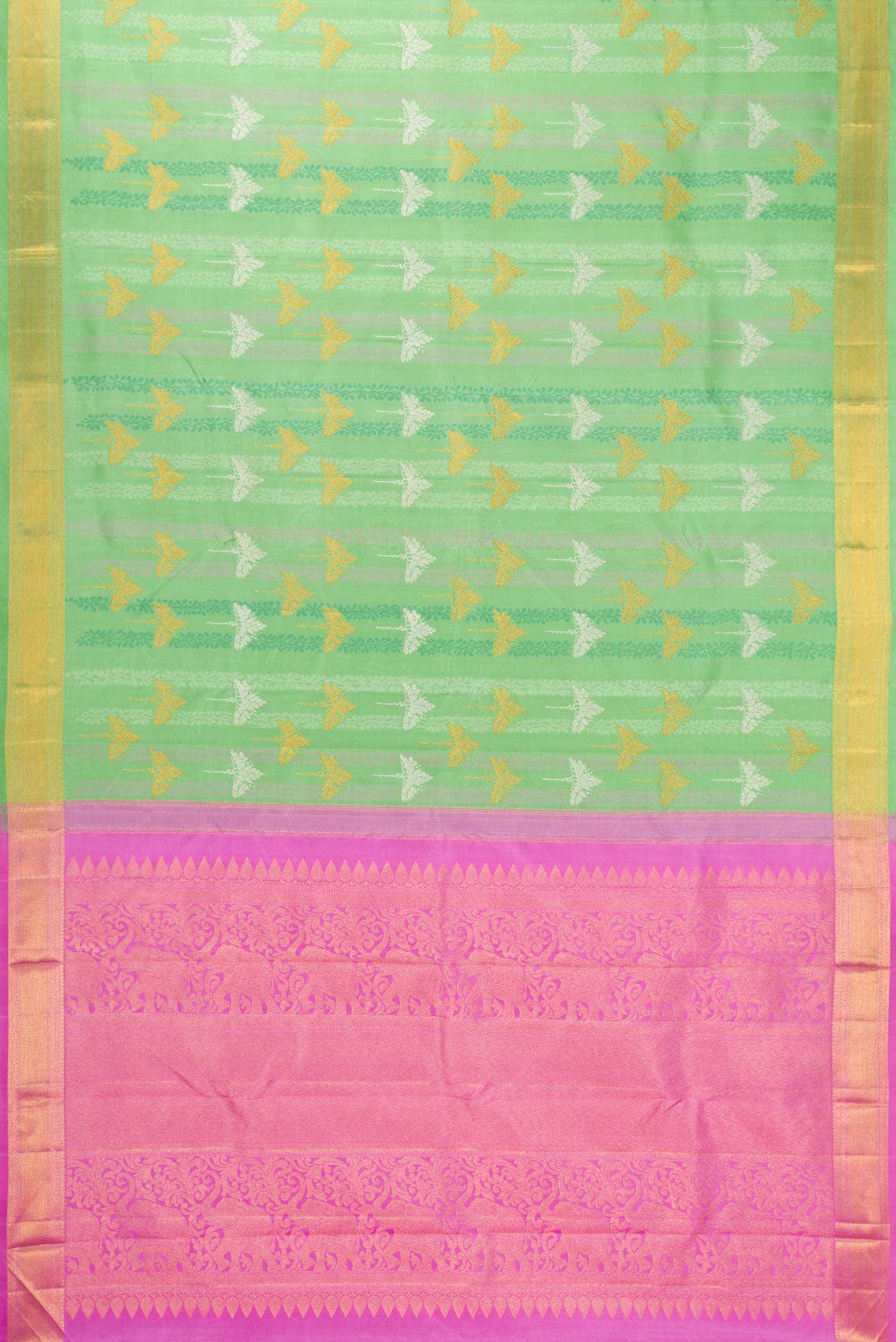 Sea Green Dual Tone Kanchipuram Silk Saree - Image 4
