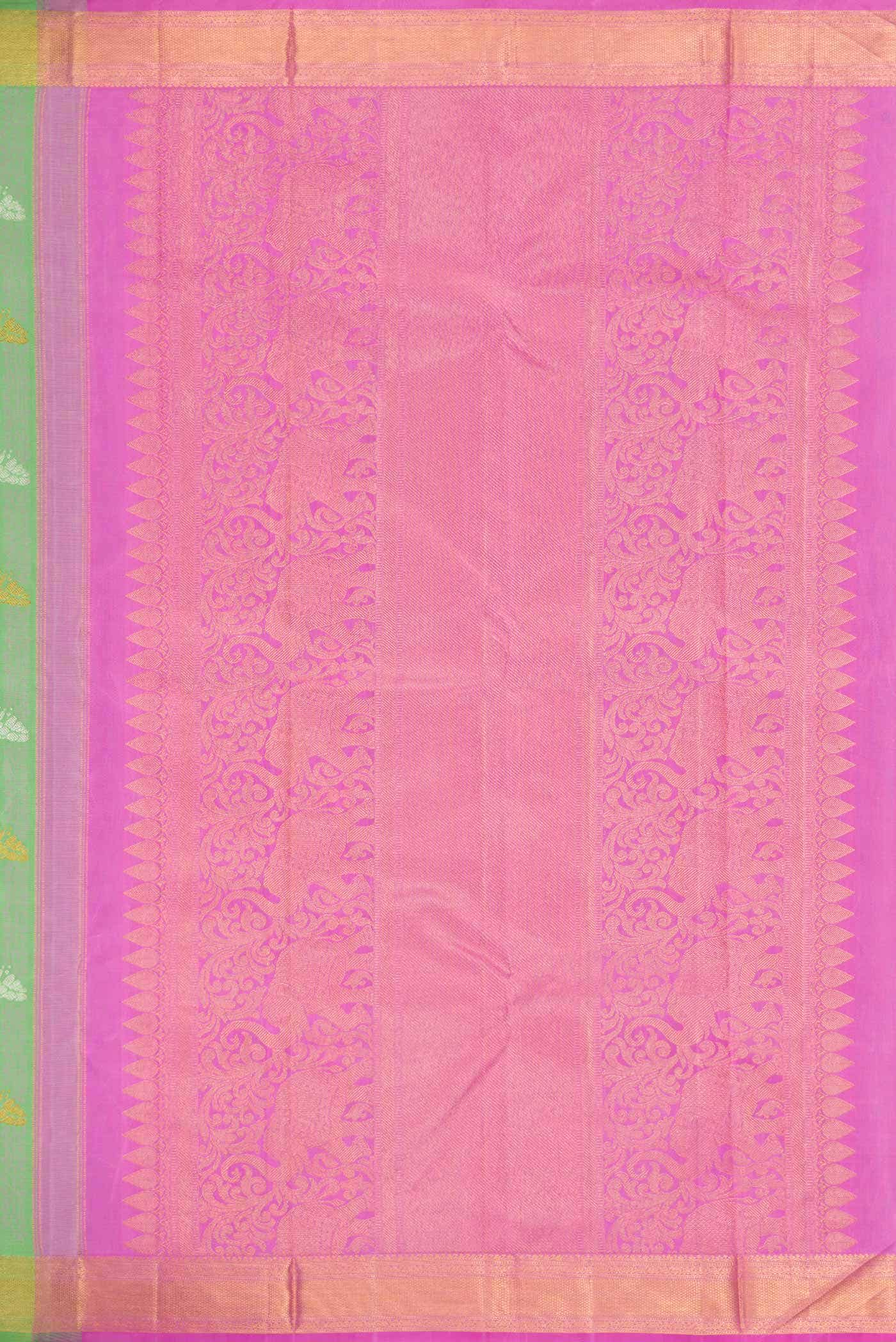 Sea Green Dual Tone Kanchipuram Silk Saree - Image 5