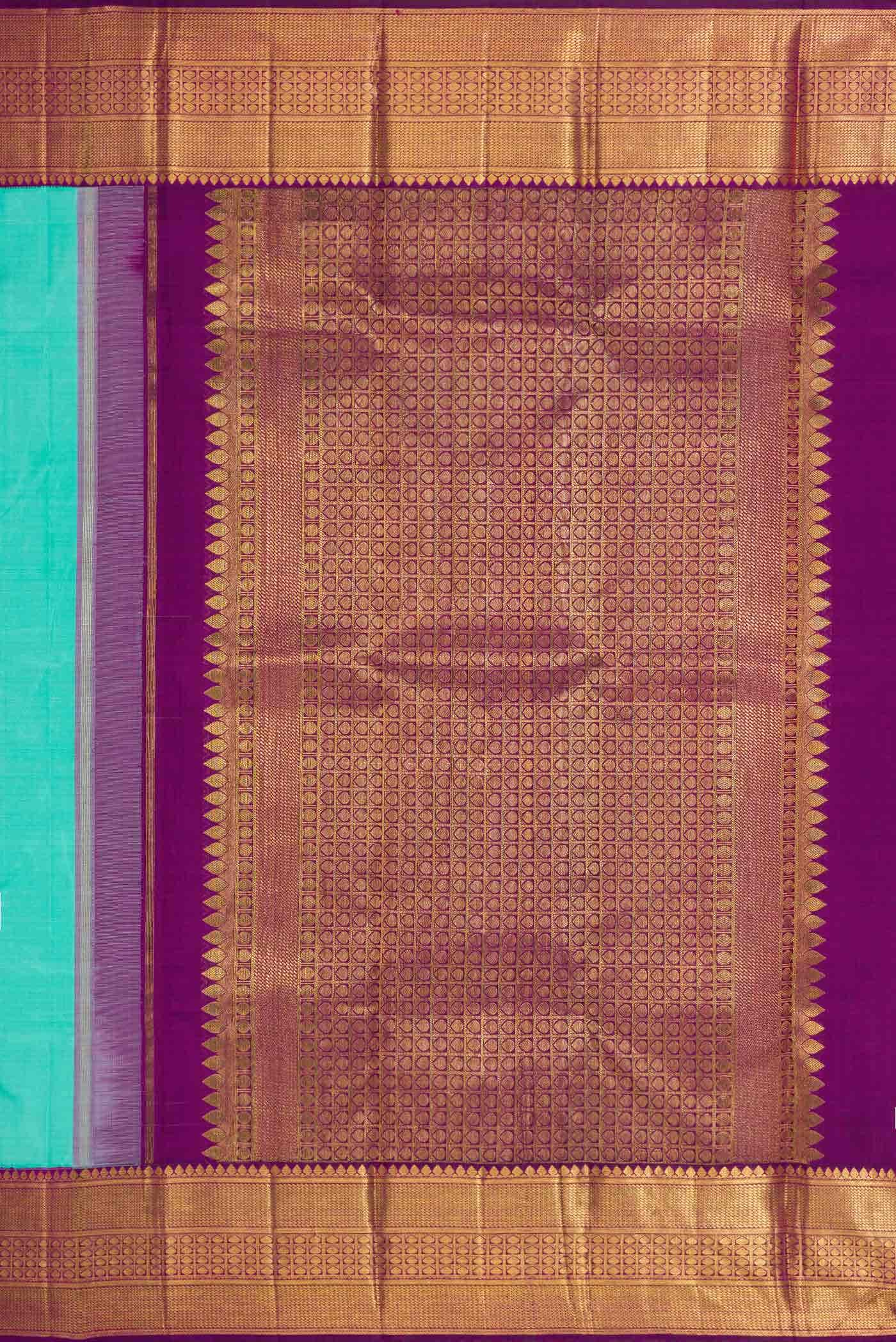 Sea Green Dual Tone Kanchipuram Silk Saree - Image 5
