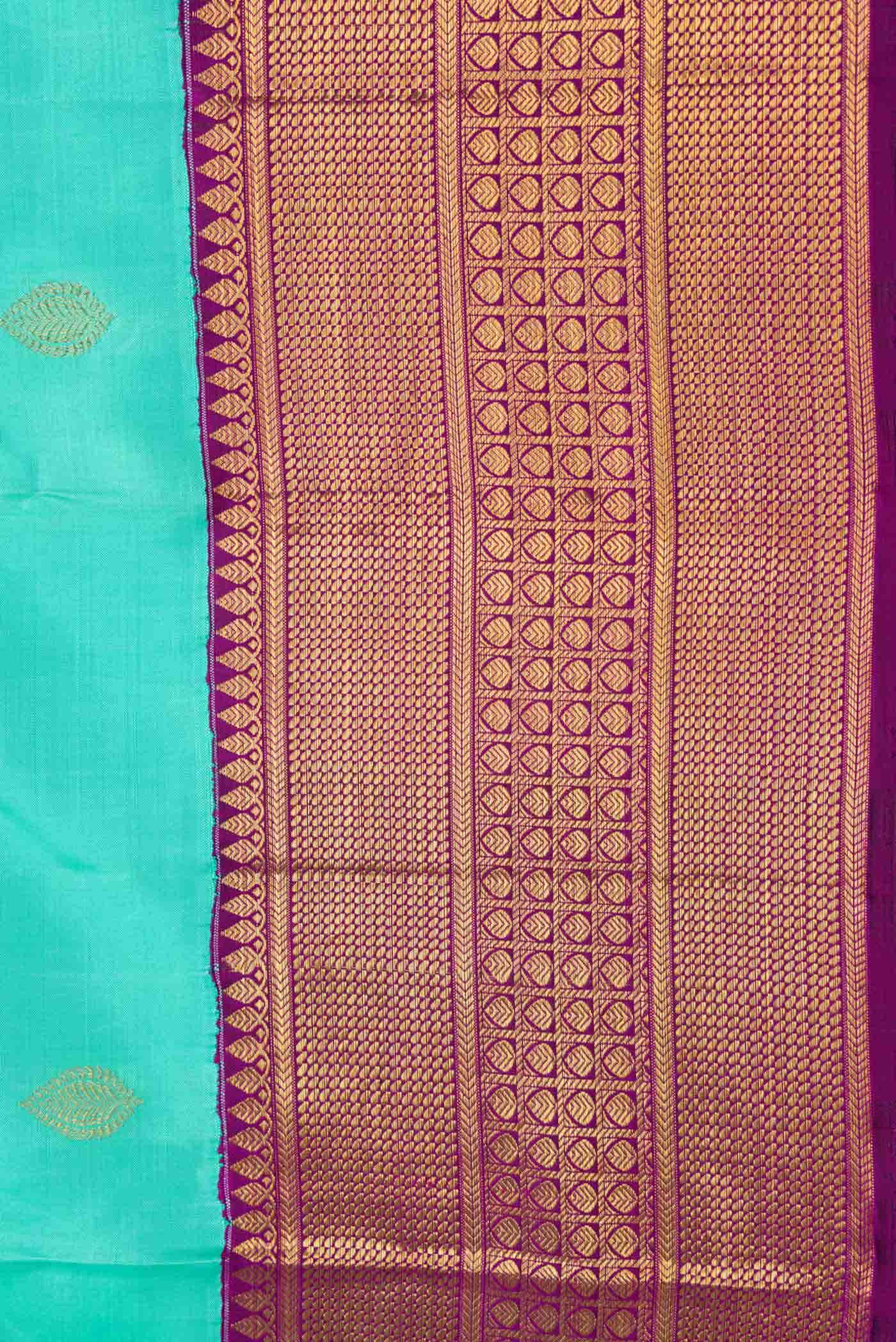 Sea Green Dual Tone Kanchipuram Silk Saree - Image 6