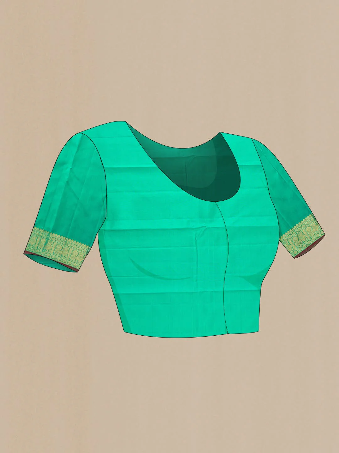 Pure Silk Pure Zari Sea Green Dual Tone Kanchipuram Saree - Image 7
