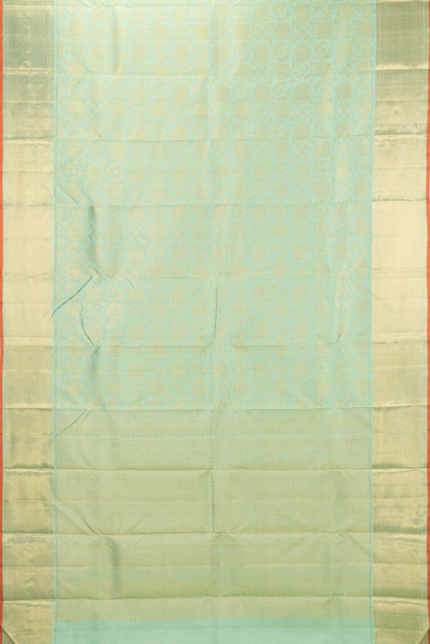 Pure Silk Pure Zari Sea Green Dual Tone Kanjivaram Saree - Image 4