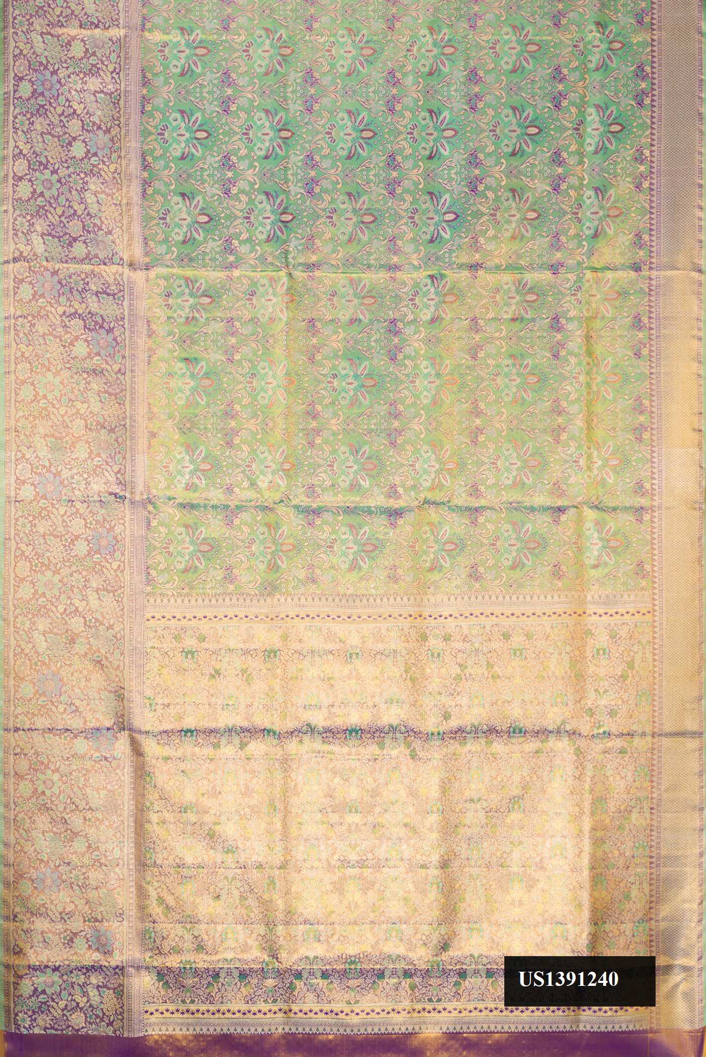 Sea Green Dual Tone Kanchipuram Tissue Silk Saree