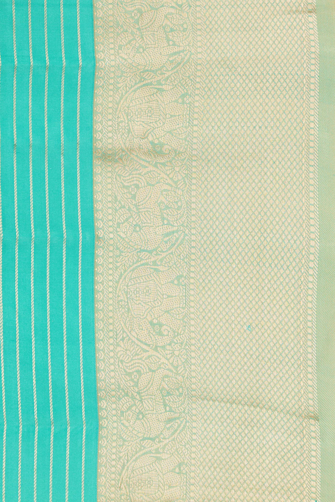 Turquoise Kanjivaram Silk Saree - Image 3