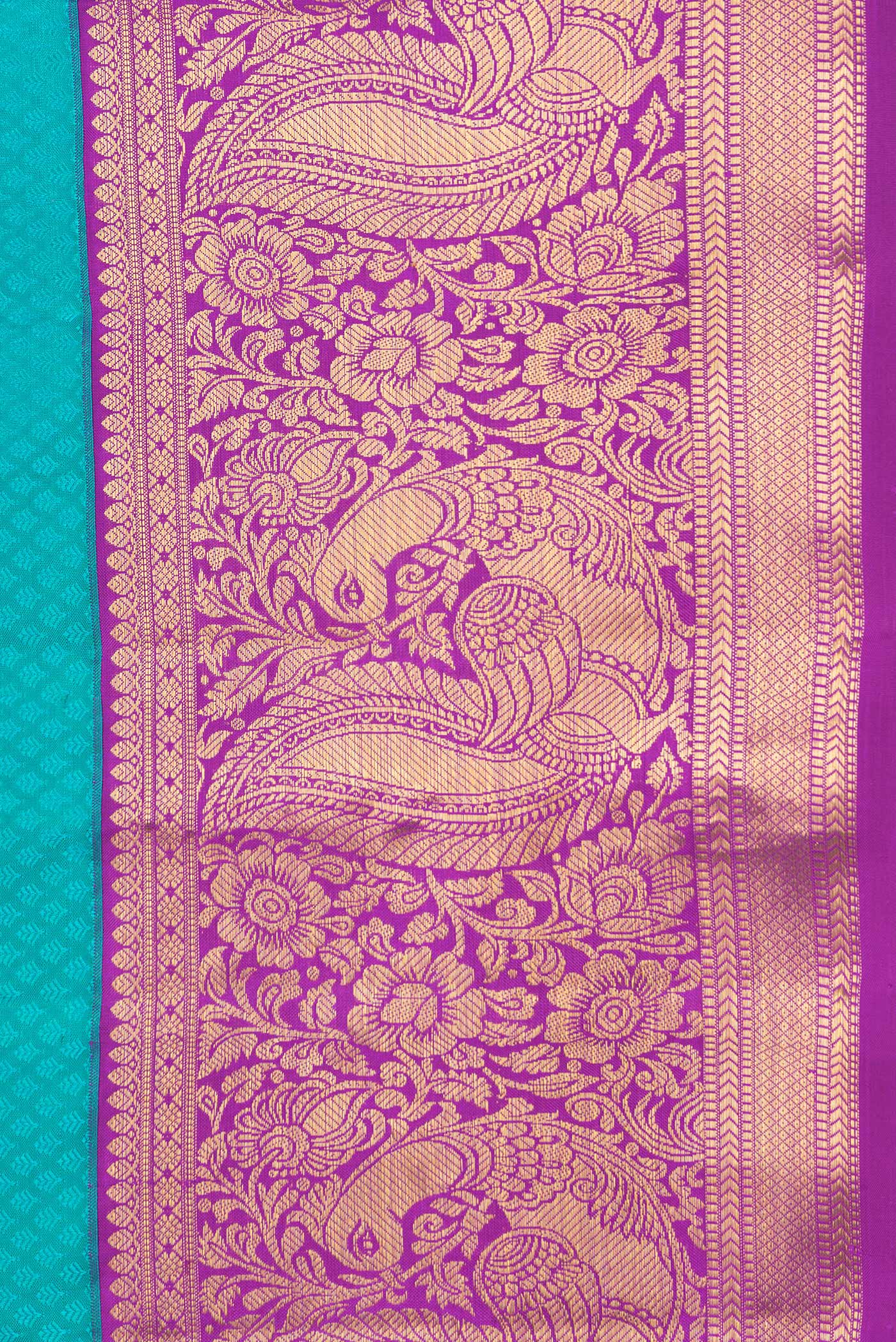 Sea Green Dual Tone Kanjivaram Silk Saree - Image 3
