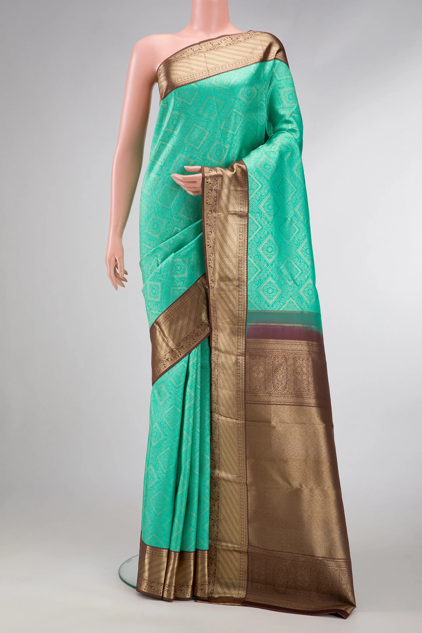 Turquoise Kanjivaram Silk Saree