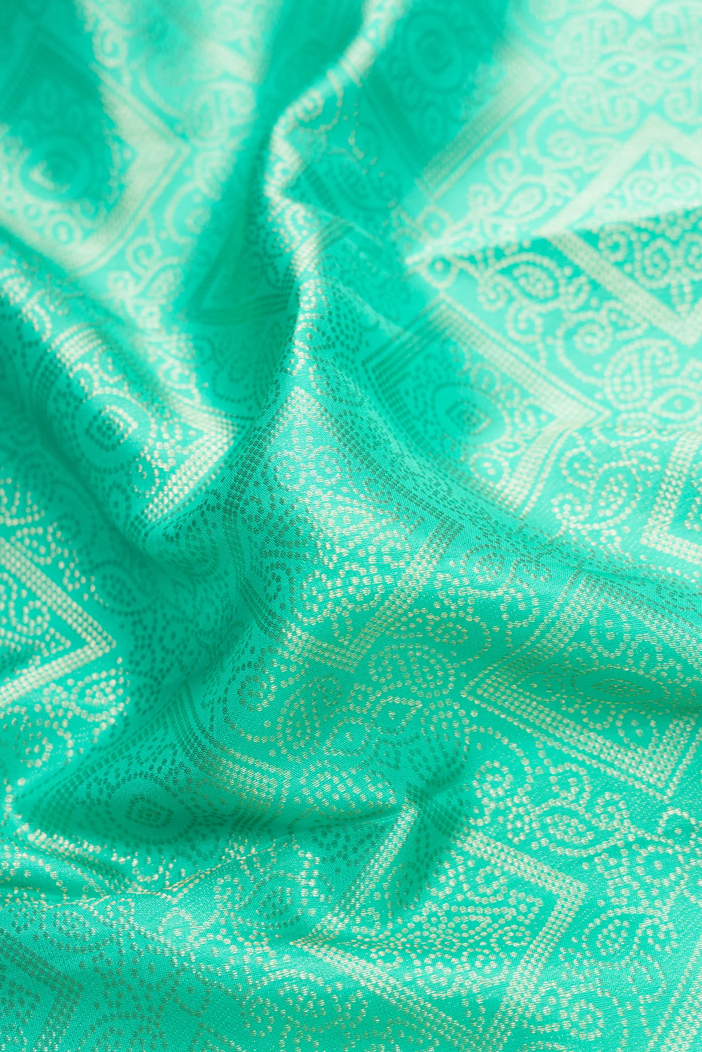 Turquoise Kanjivaram Silk Saree - Image 2
