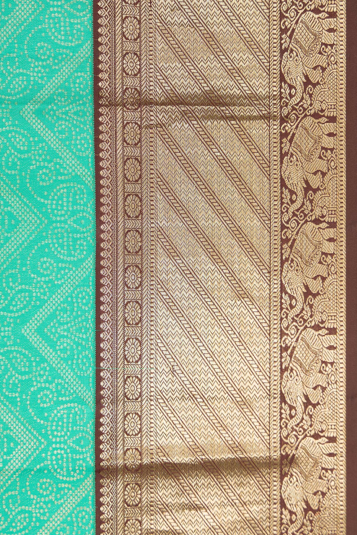 Turquoise Kanjivaram Silk Saree - Image 3