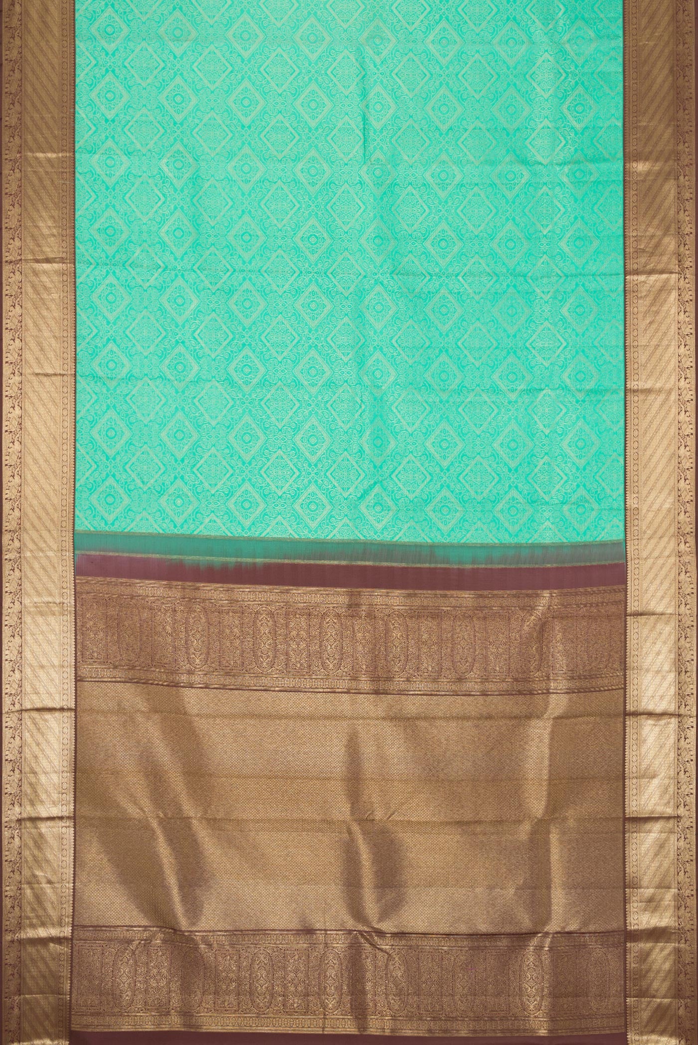 Turquoise Kanjivaram Silk Saree - Image 6