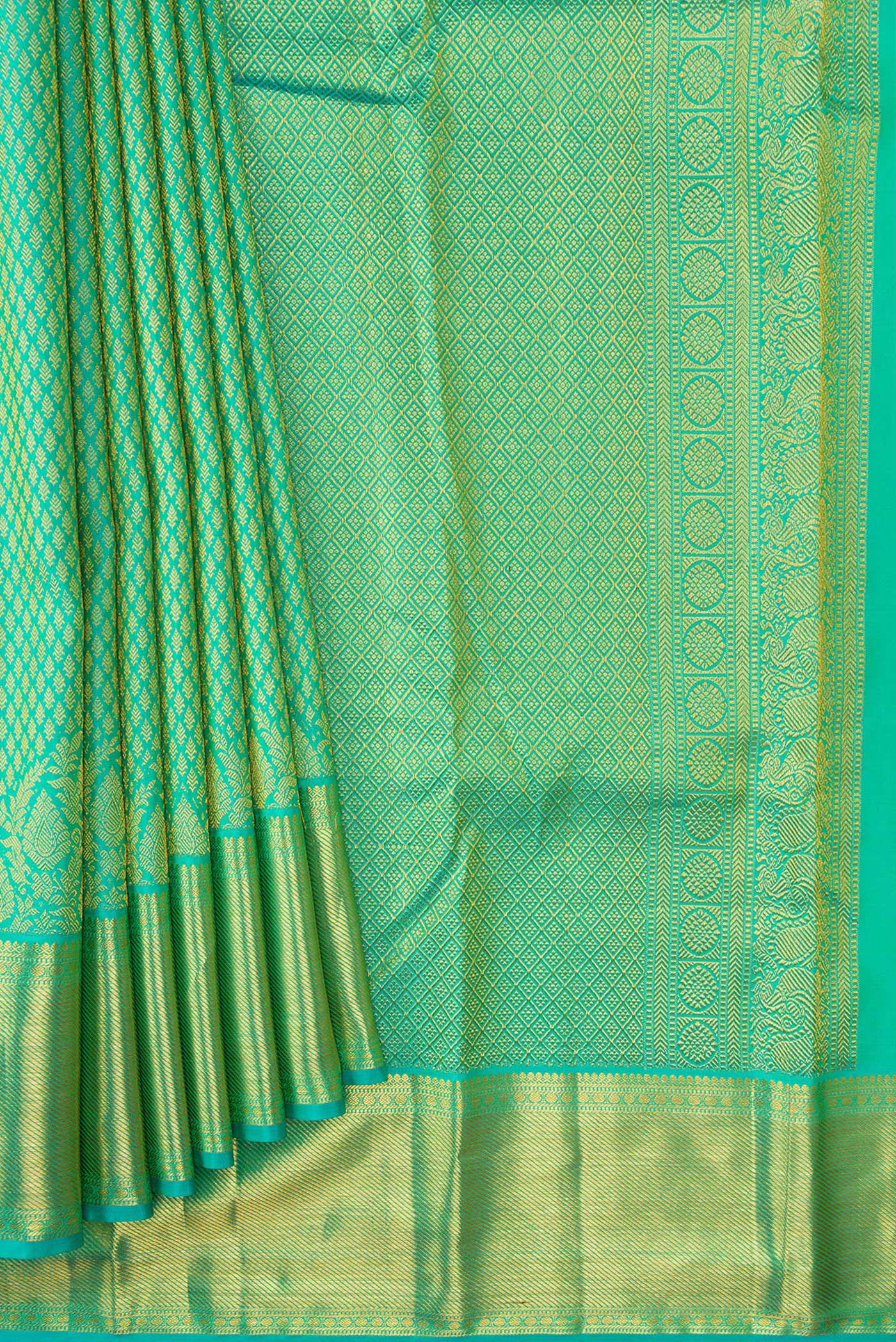 Sea Green Kanjivaram Silk Saree - Image 4