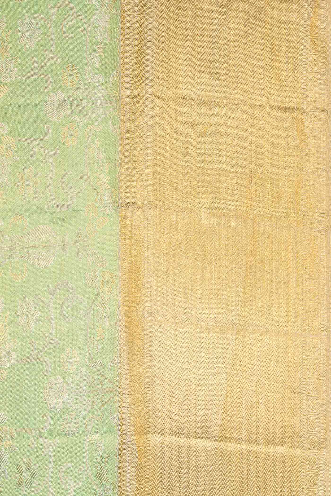 Sea Green Dual Tone Kanjivaram Tissue Silk Saree - Image 3