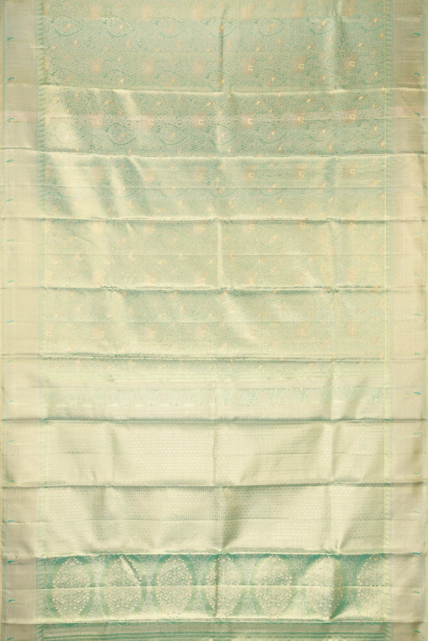 Sea Green Dual Tone Kanjivaram Tissue Silk Saree - Image 6