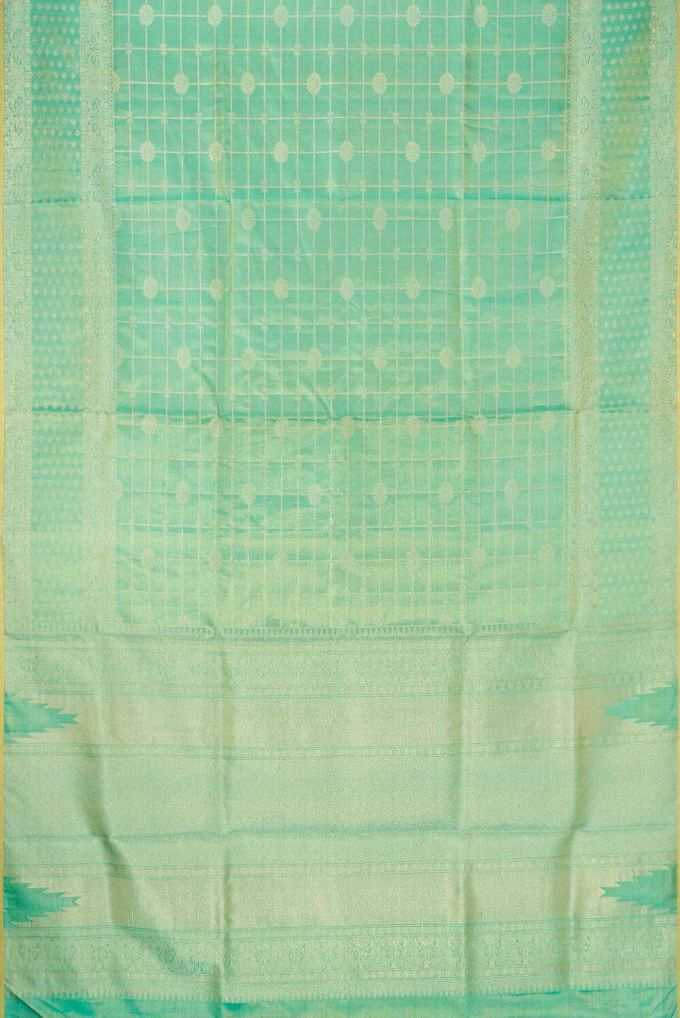 Sea Green Dual Tone Kanjivaram Tissue Silk Saree - Image 6