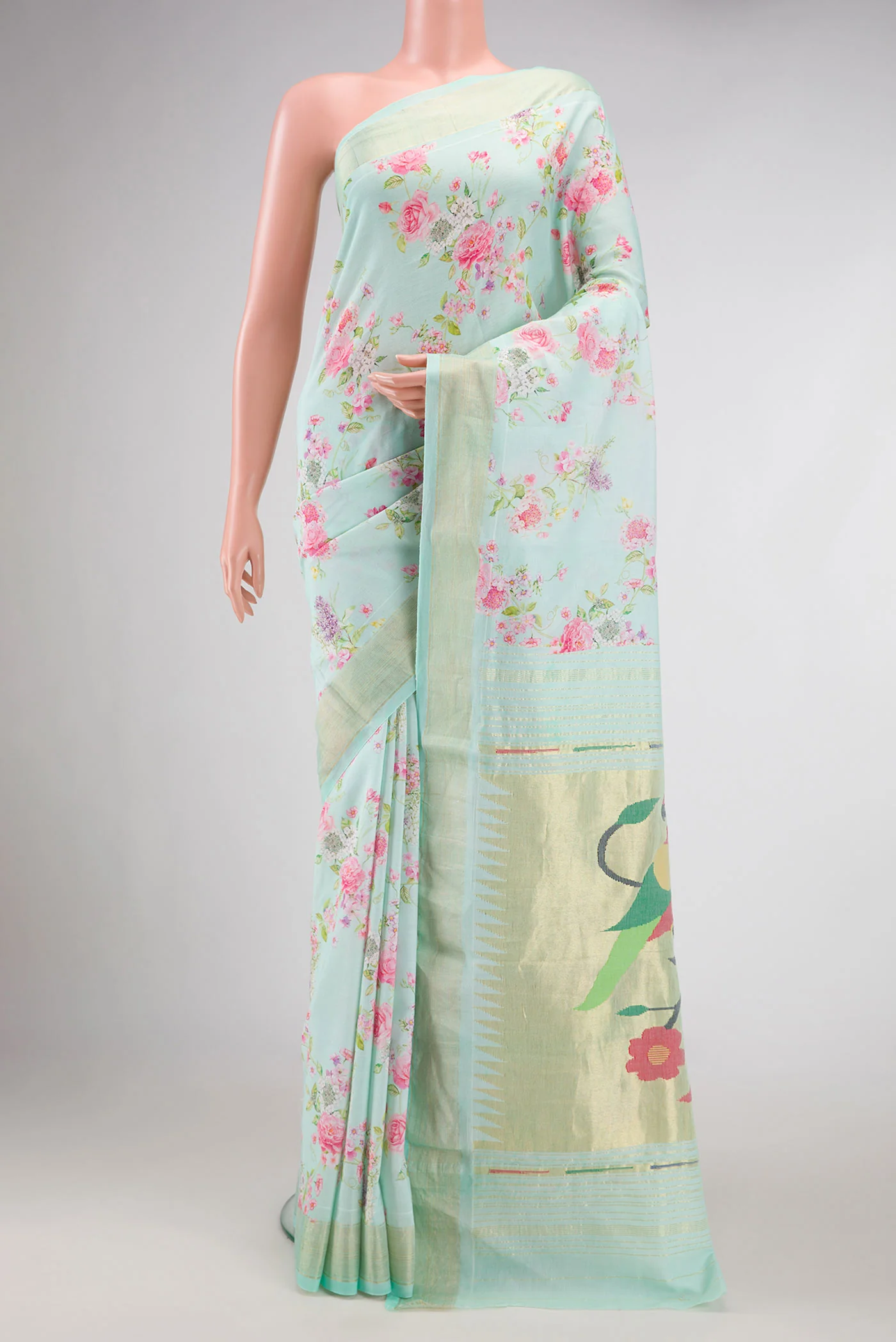 Light Blue Linen Saree