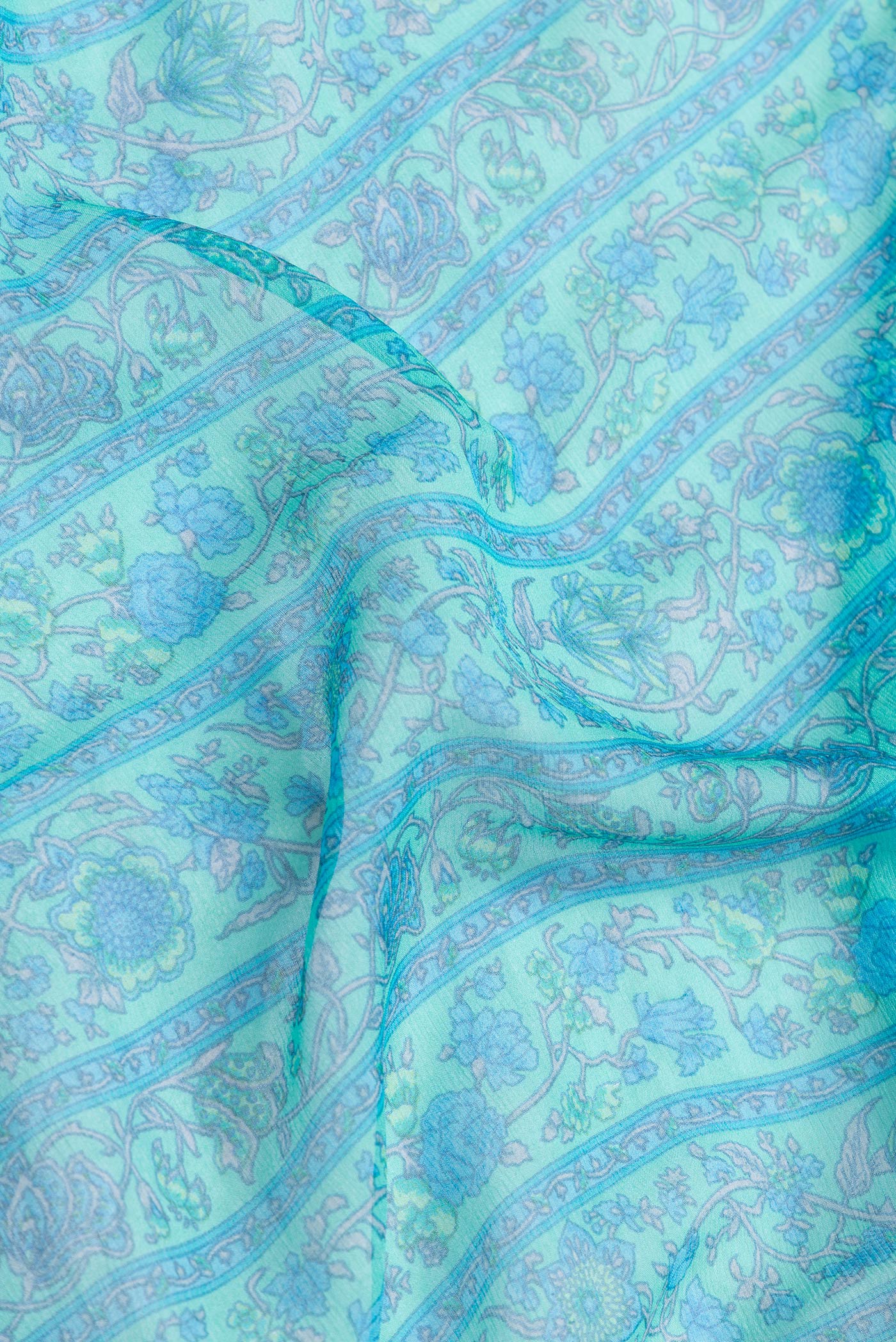 Light Blue Mysore Chiffon Saree - Image 2