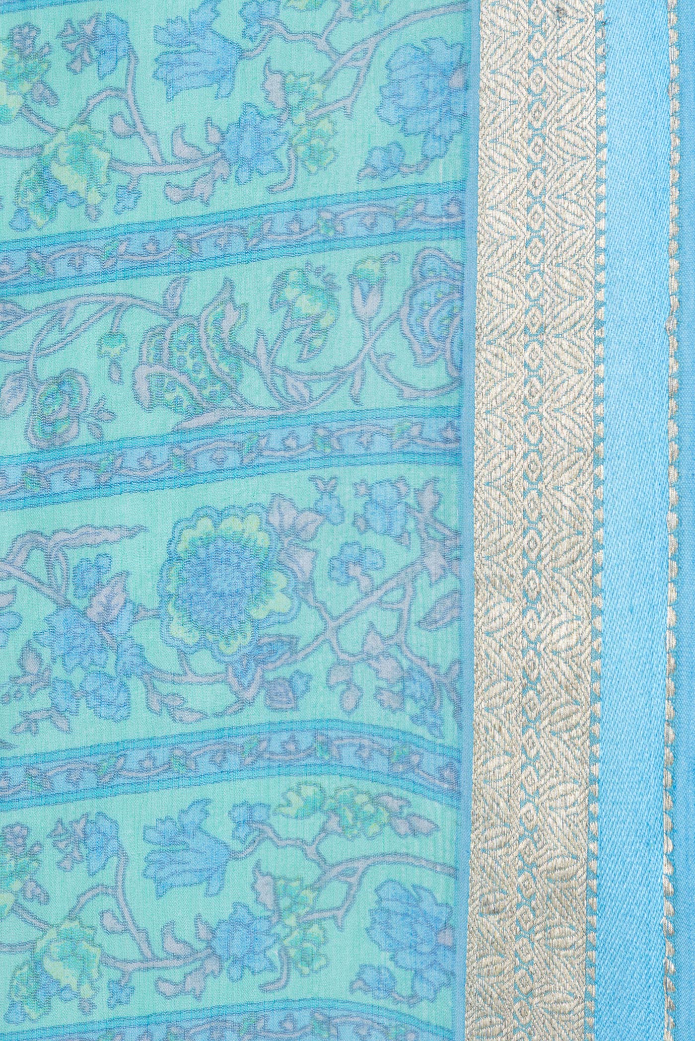 Light Blue Mysore Chiffon Saree - Image 3
