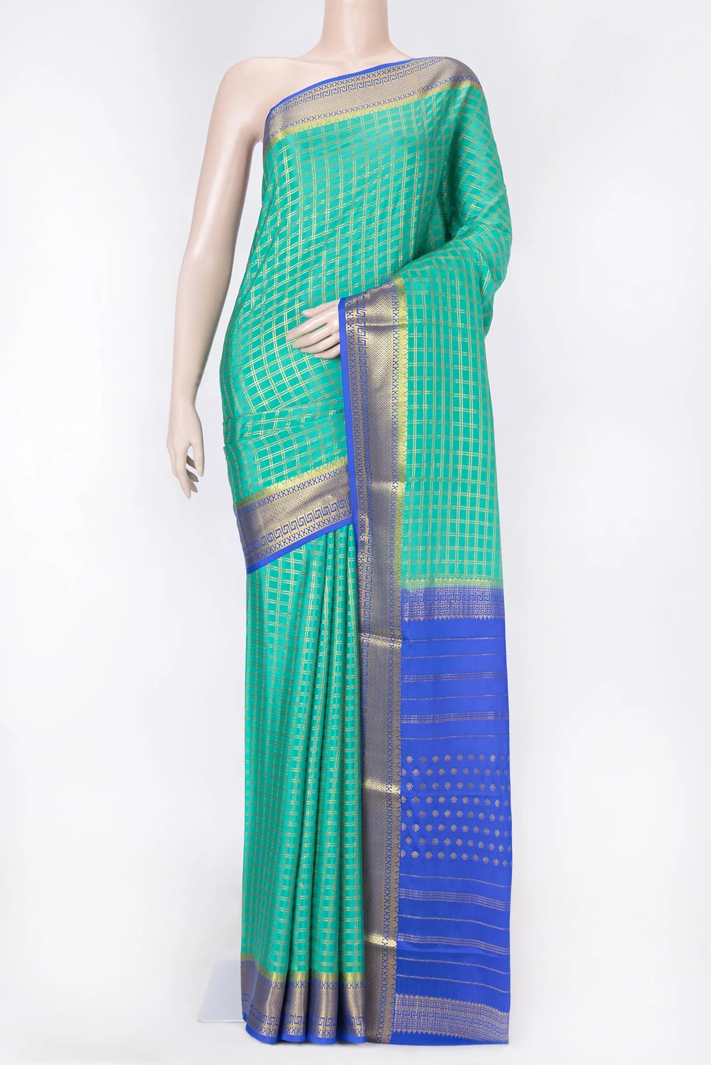 Sea Green Dual Tone Mysore Crepe Saree