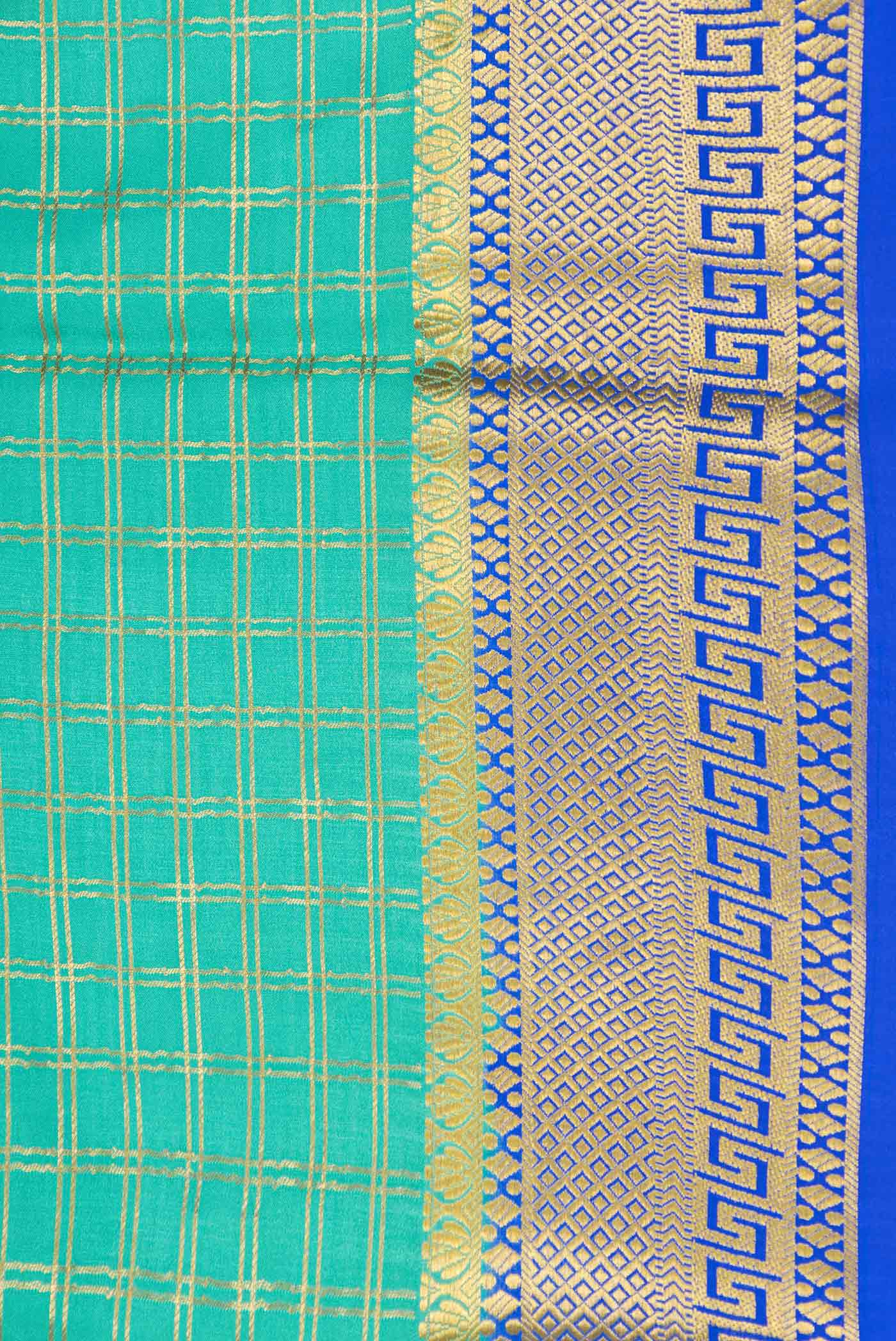 Sea Green Dual Tone Mysore Crepe Saree - Image 3