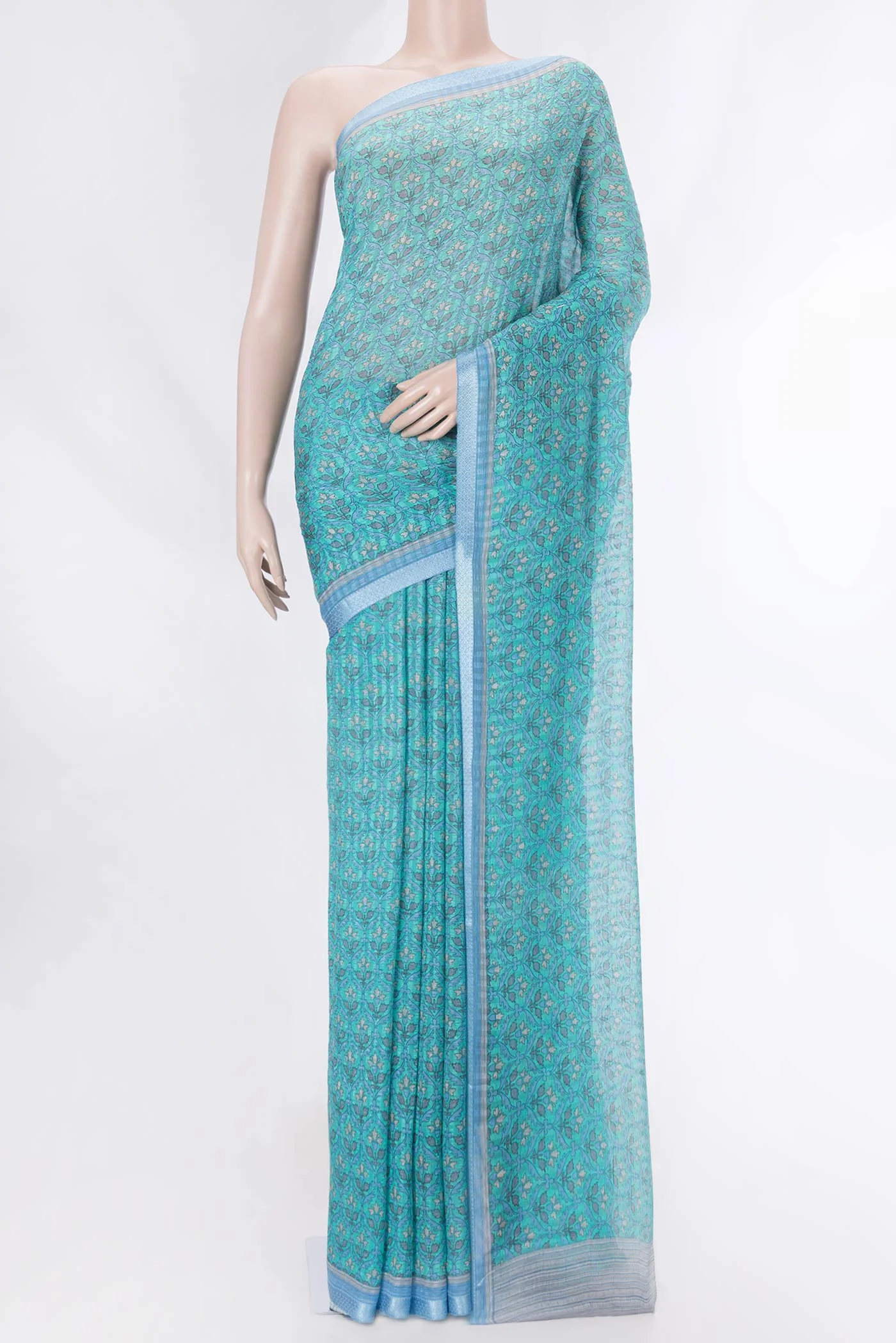 Blue Mysore Chiffon Saree