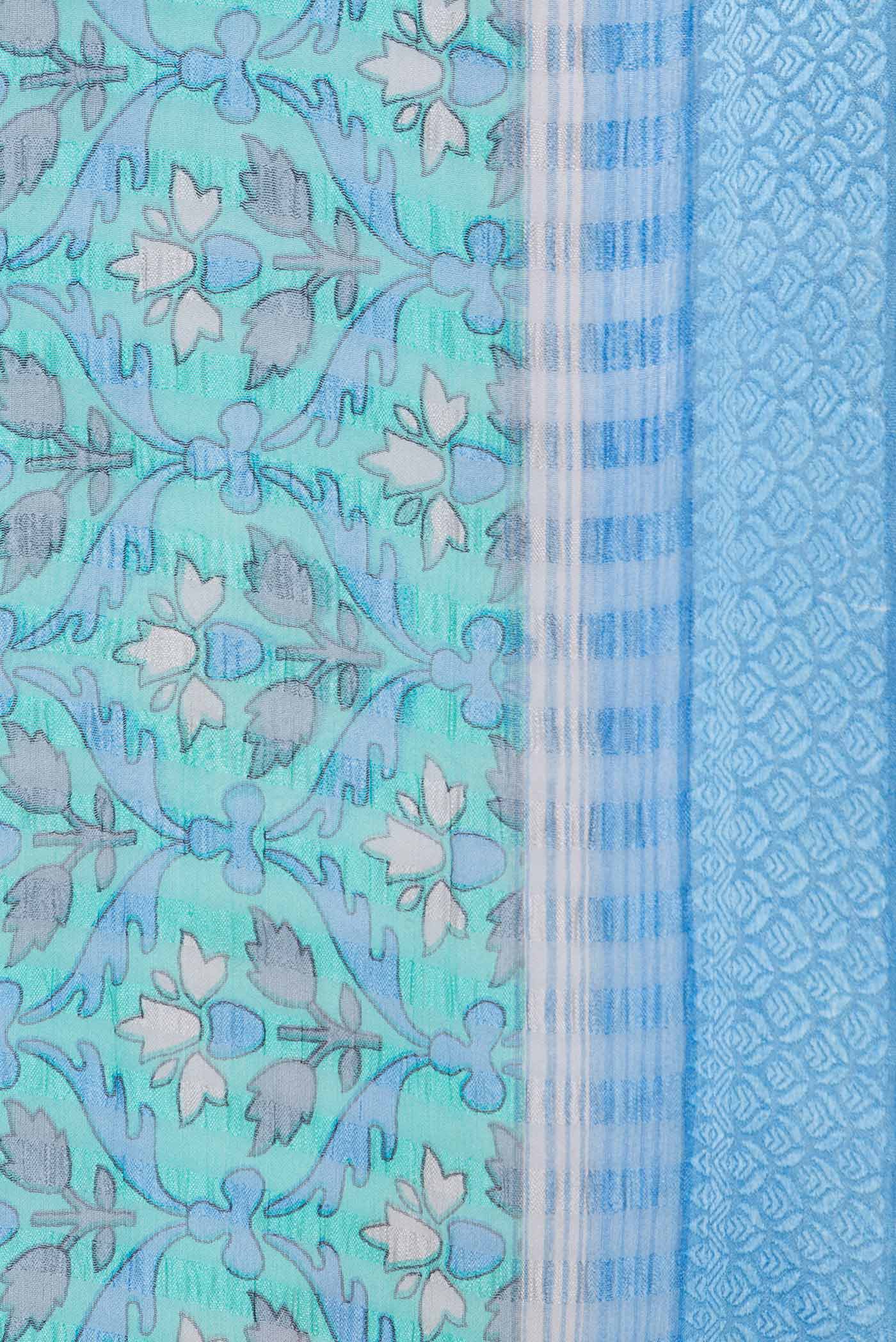 Blue Mysore Chiffon Saree - Image 3