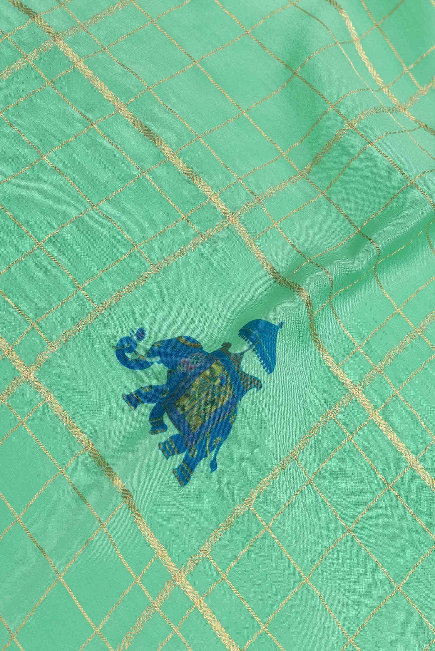 Sea Green Dual Tone Mysore Crepe Saree - Image 3