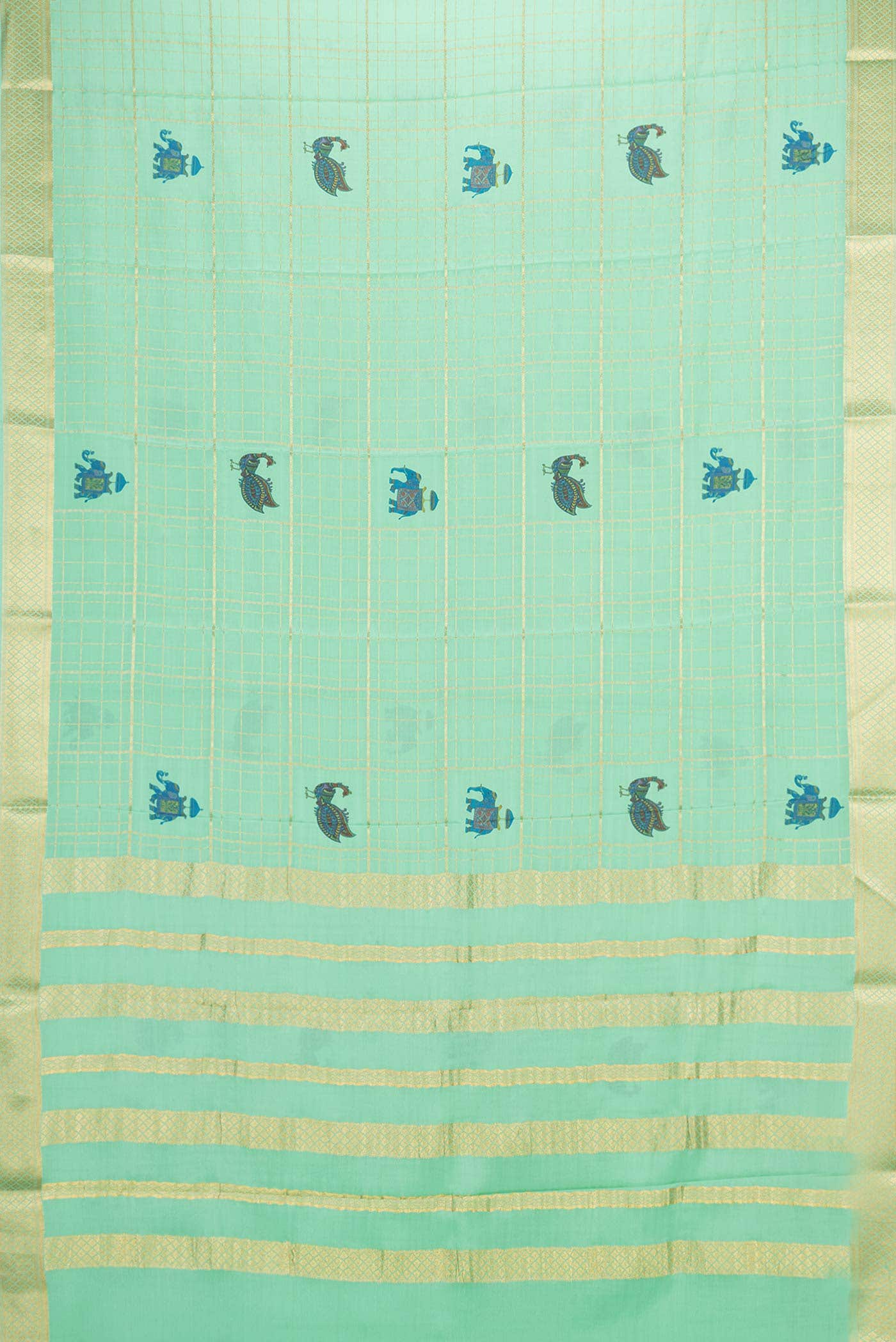 Sea Green Dual Tone Mysore Crepe Saree - Image 4