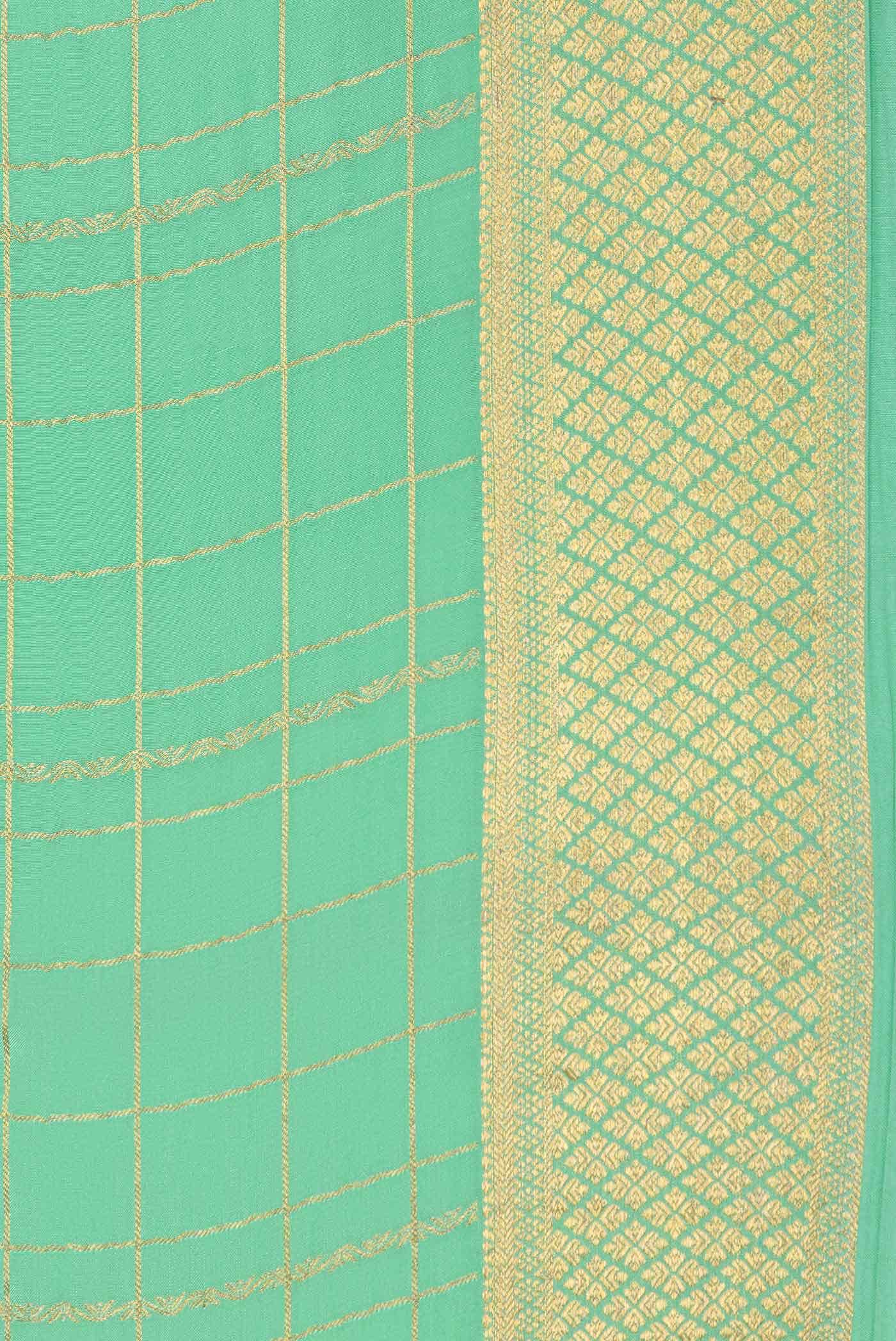 Sea Green Dual Tone Mysore Crepe Saree - Image 5