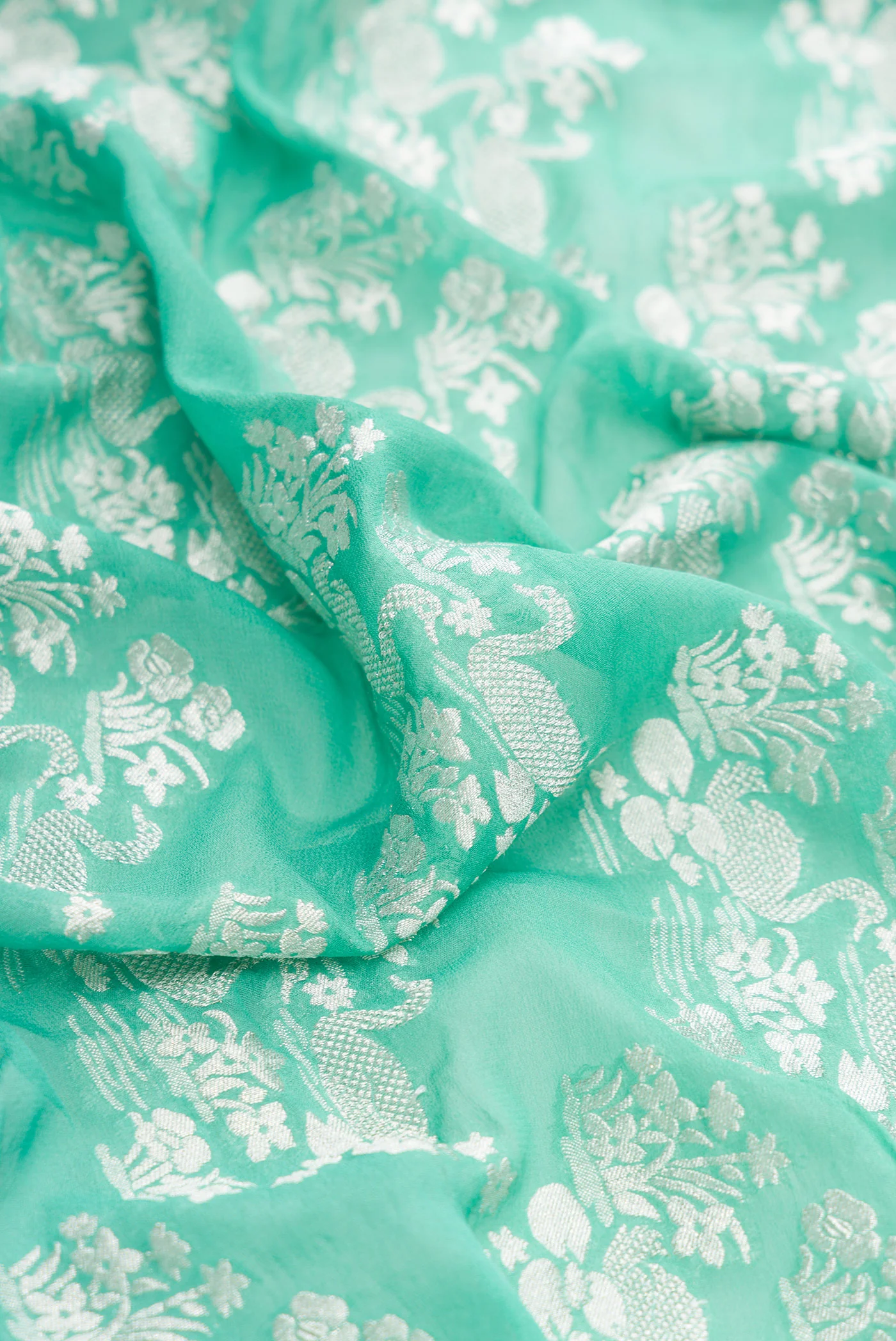 Sea Green Banarasi Georgette Saree - Image 2