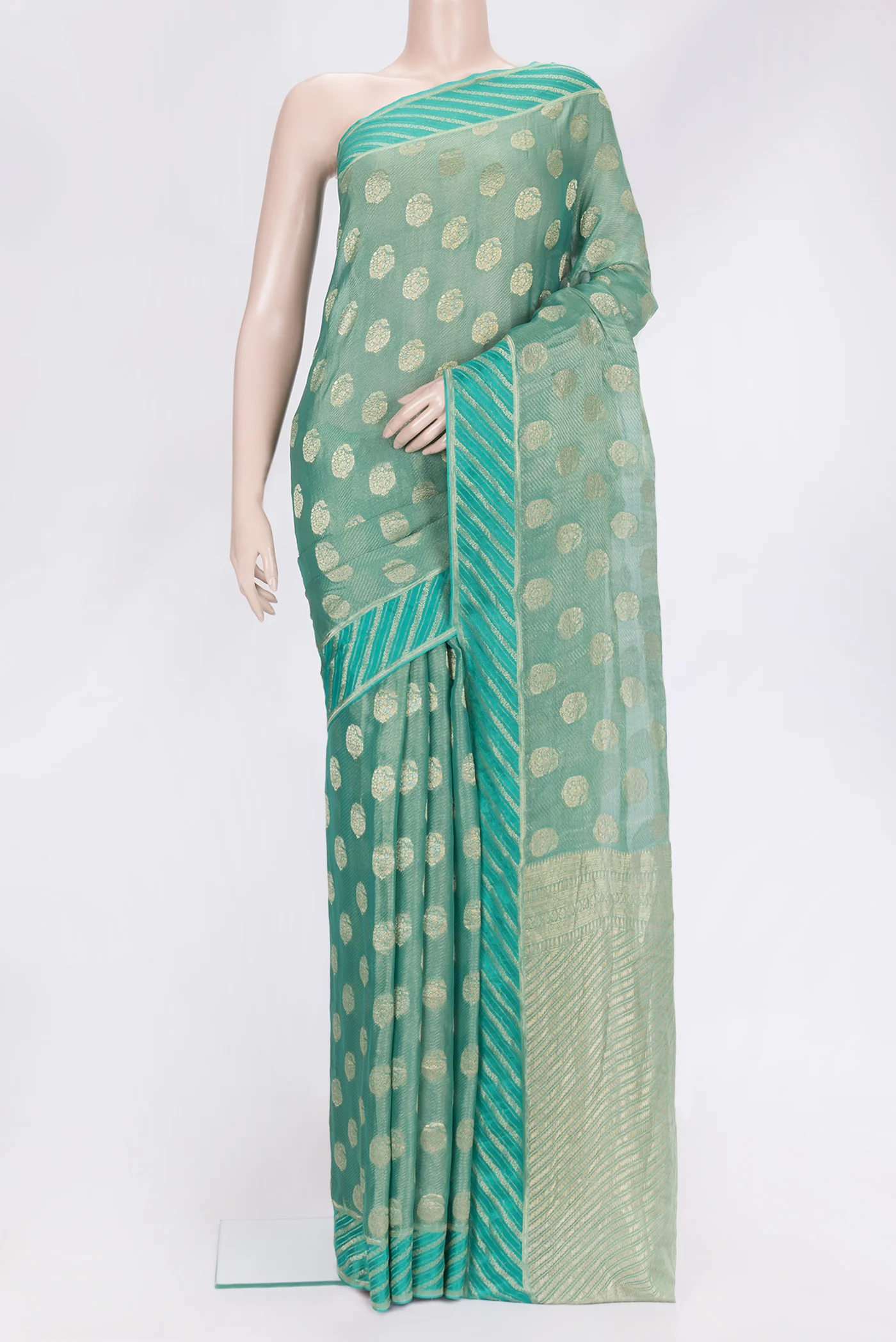 Sea Green Mysore Georgette Saree