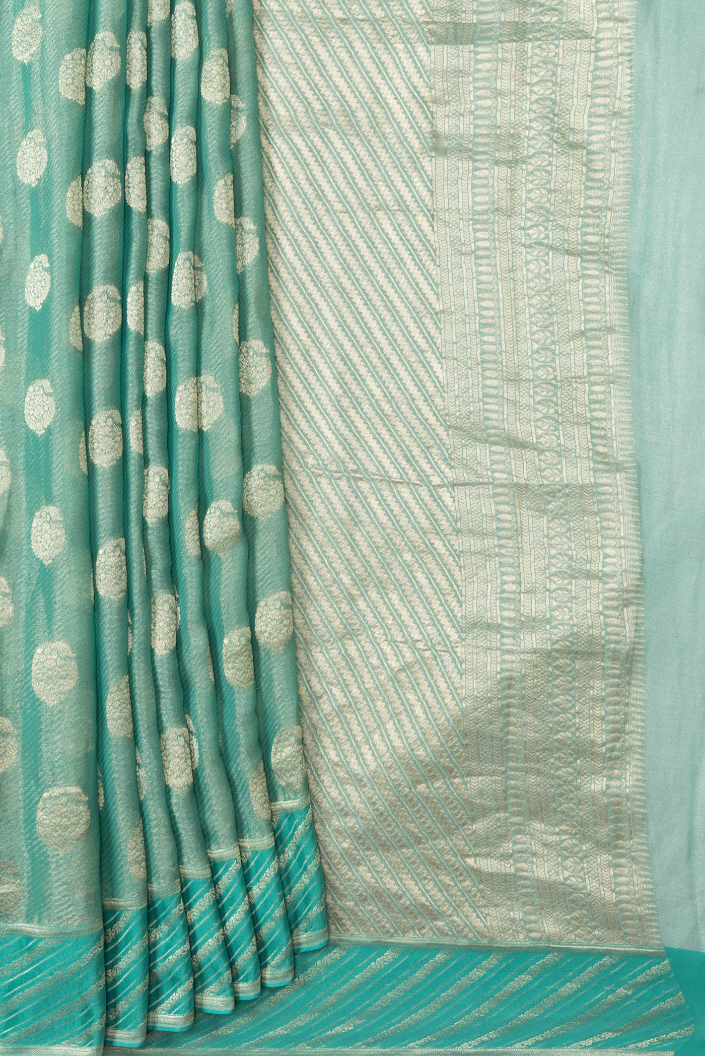 Sea Green Mysore Georgette Saree - Image 4