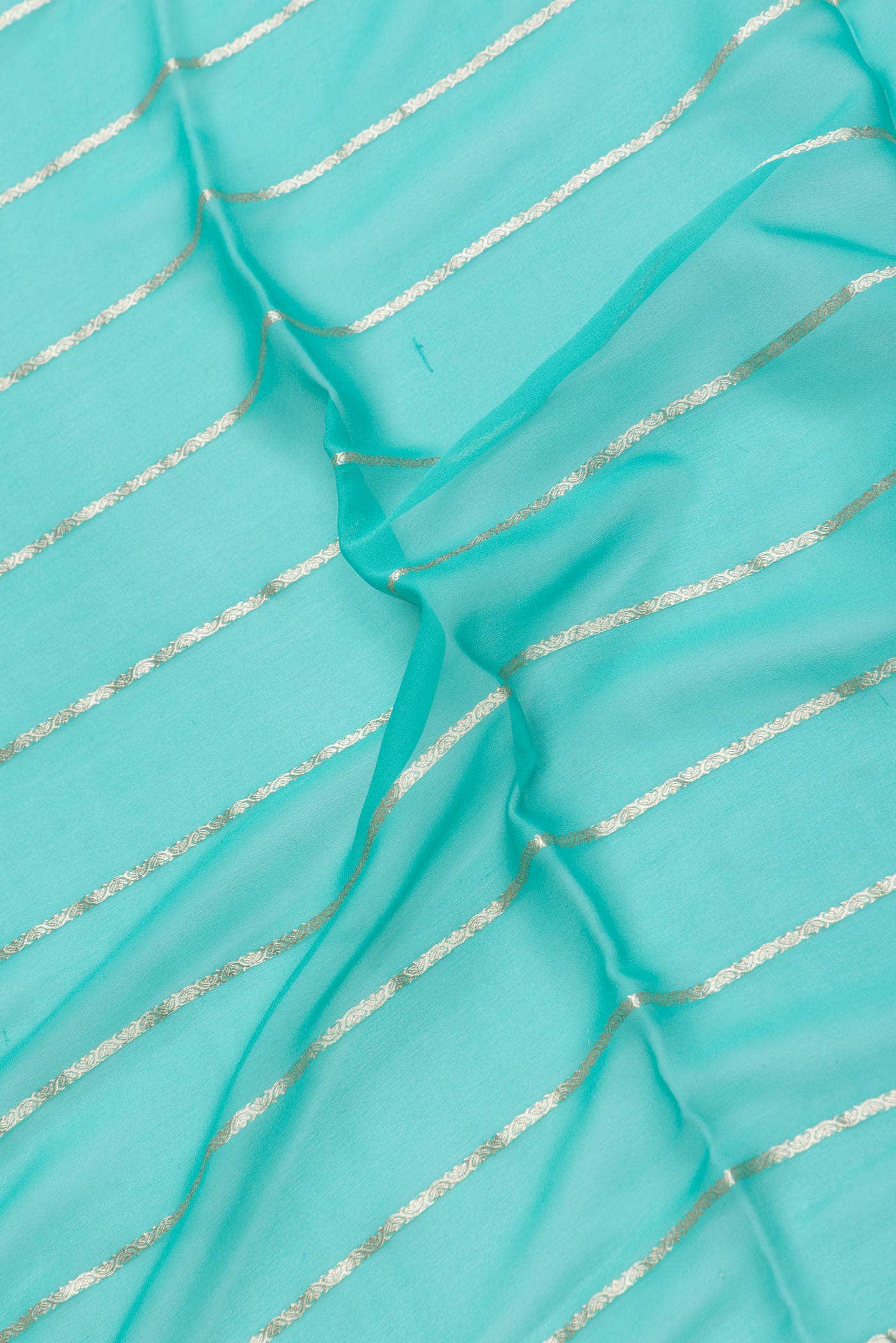 Sea Green Dual Tone Mysore Georgette Saree - Image 2