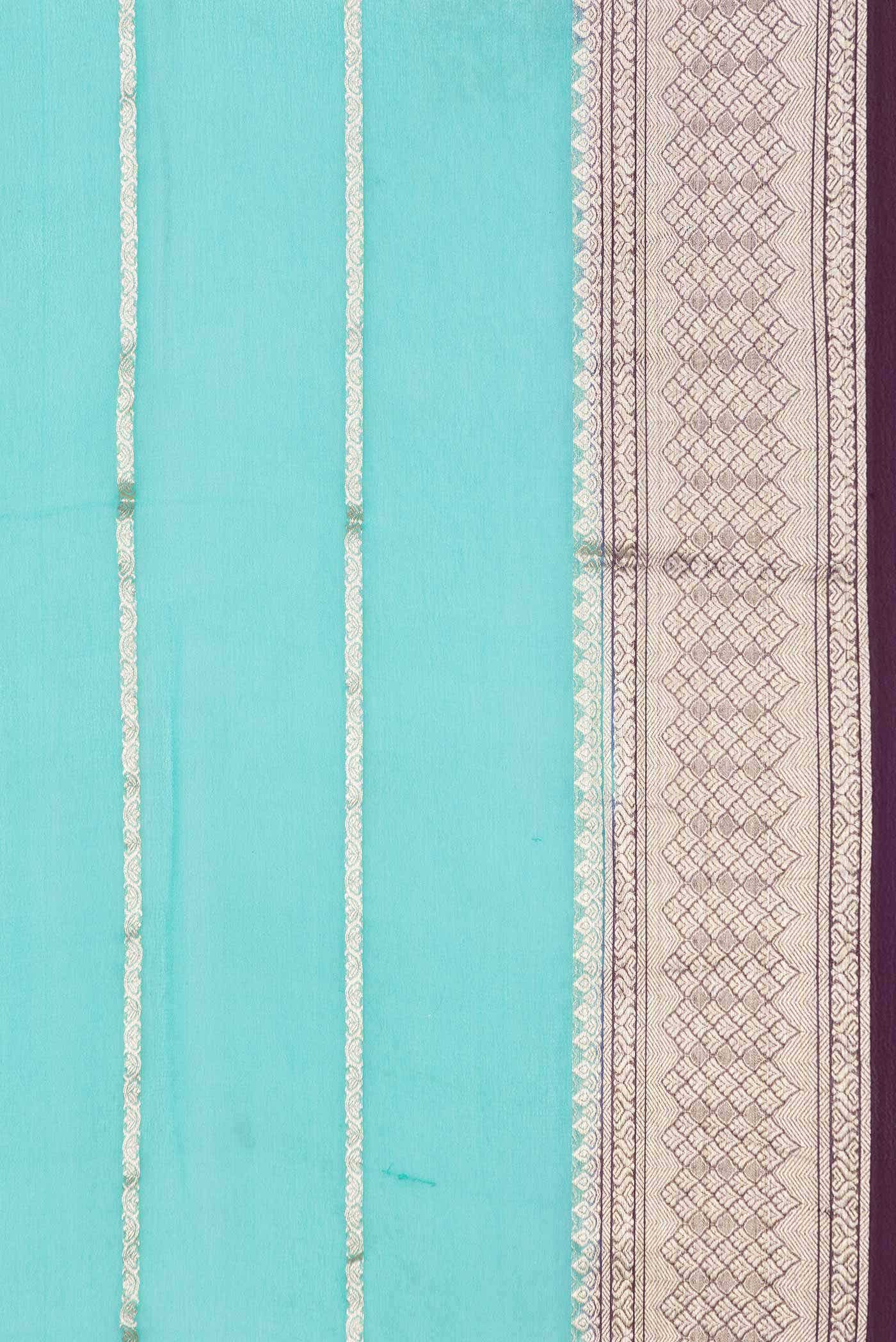 Sea Green Dual Tone Mysore Georgette Saree - Image 3
