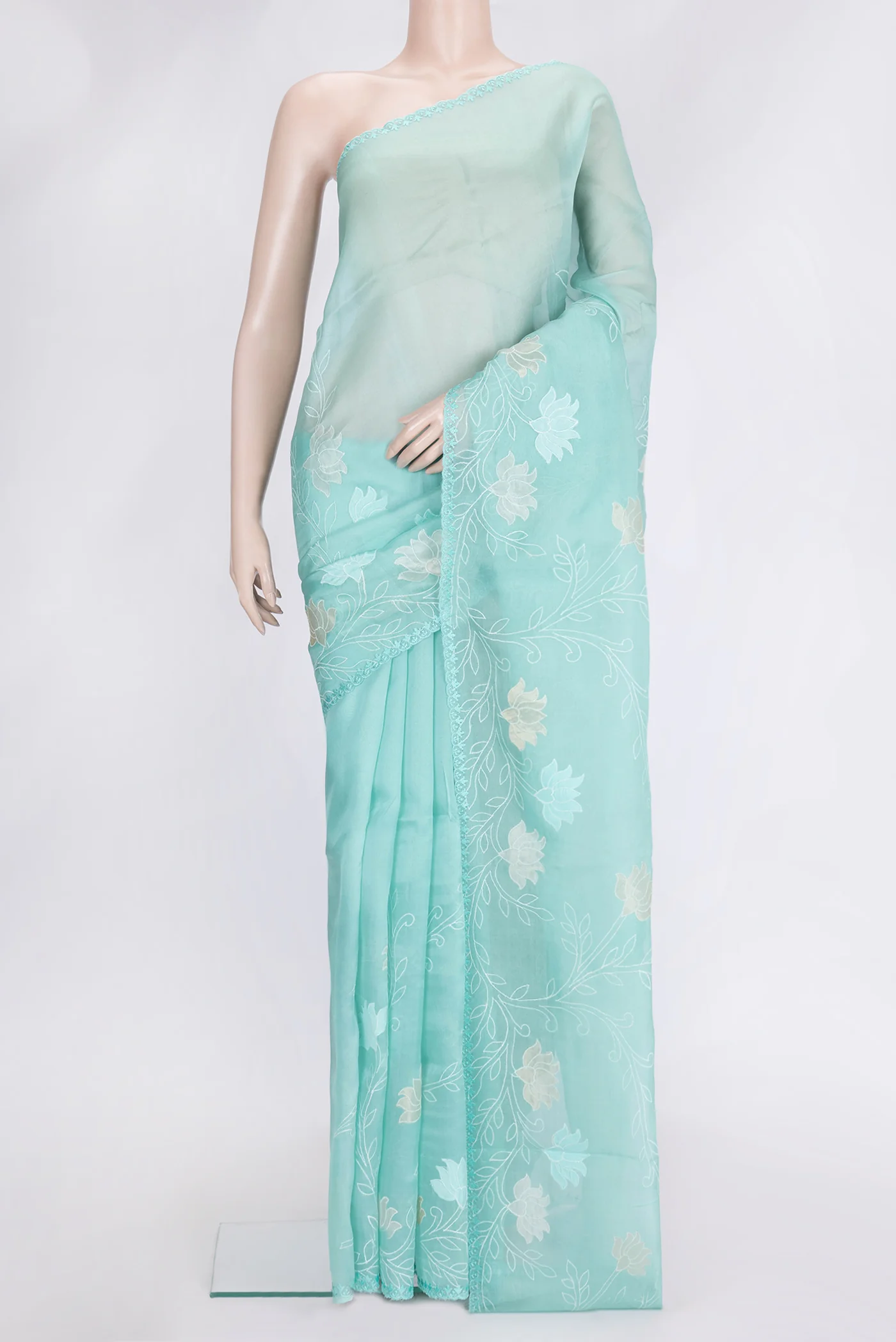 Light Blue Organza Silk Saree